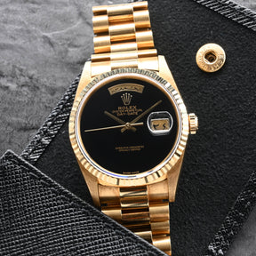 1995 Rolex Day Date Onyx Dial LNOS Ref. 18238 (with RSC & Box)
