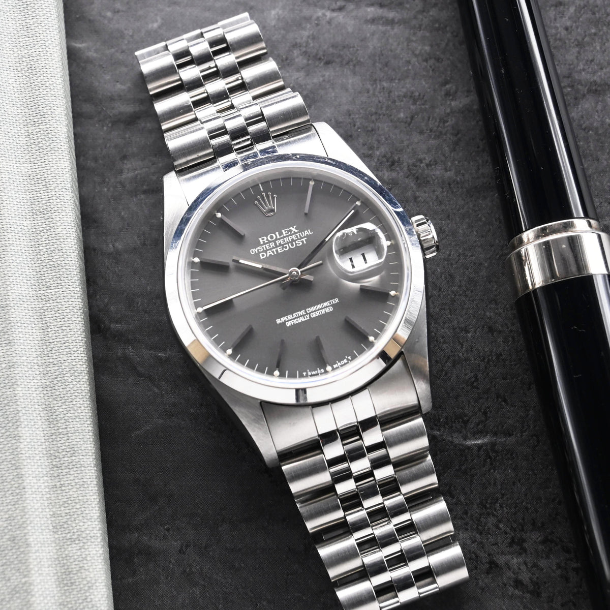 1993 Rolex Datejust Grey Dial Ref. 16200 (Full Set)