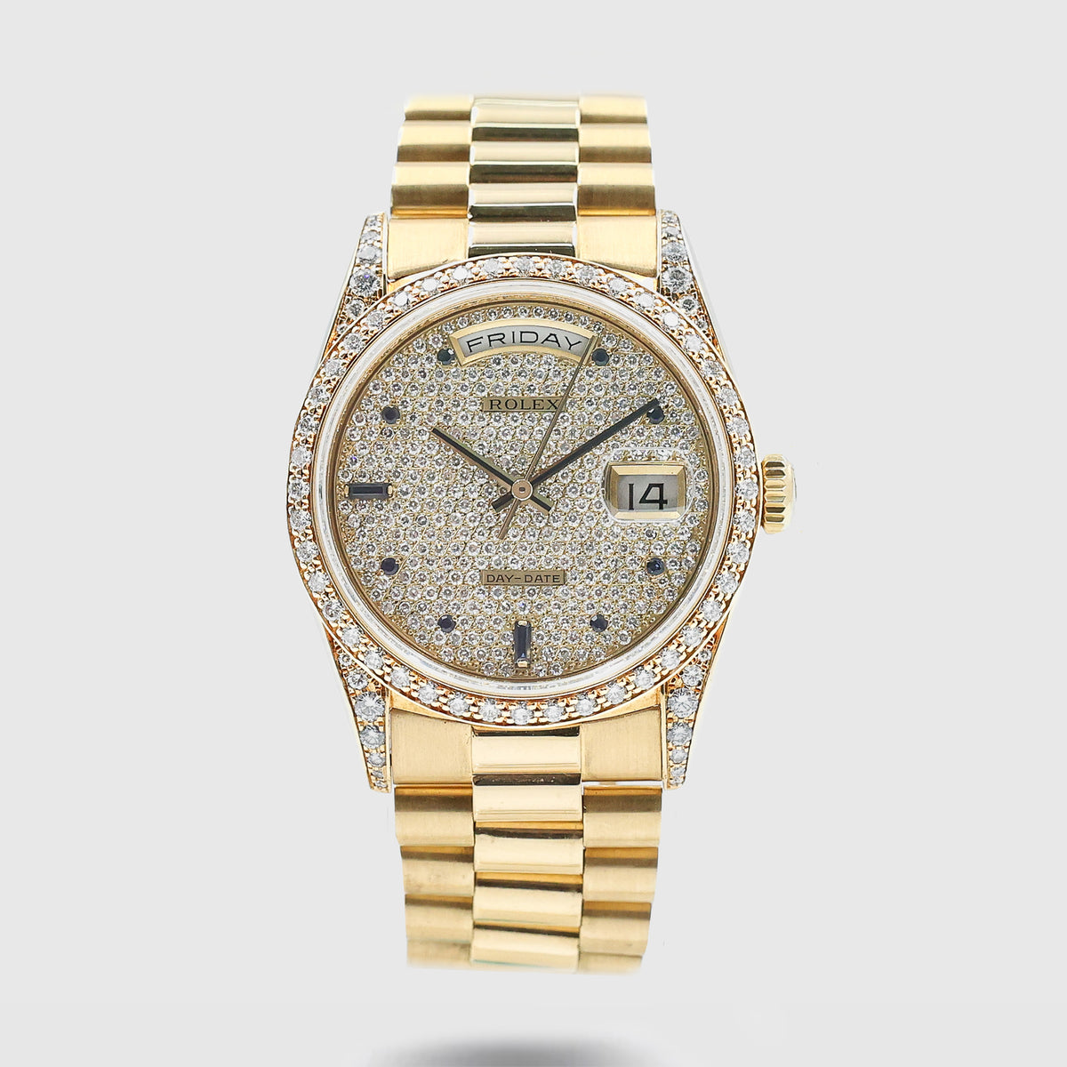 1989 Rolex Day Date Pavee Dial With Sapphires Ref. 18388
