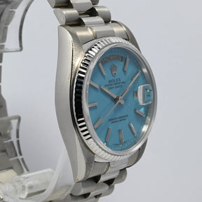 1981 Rolex Day Date White Gold Turquoise Stella Dial Ref. 18039