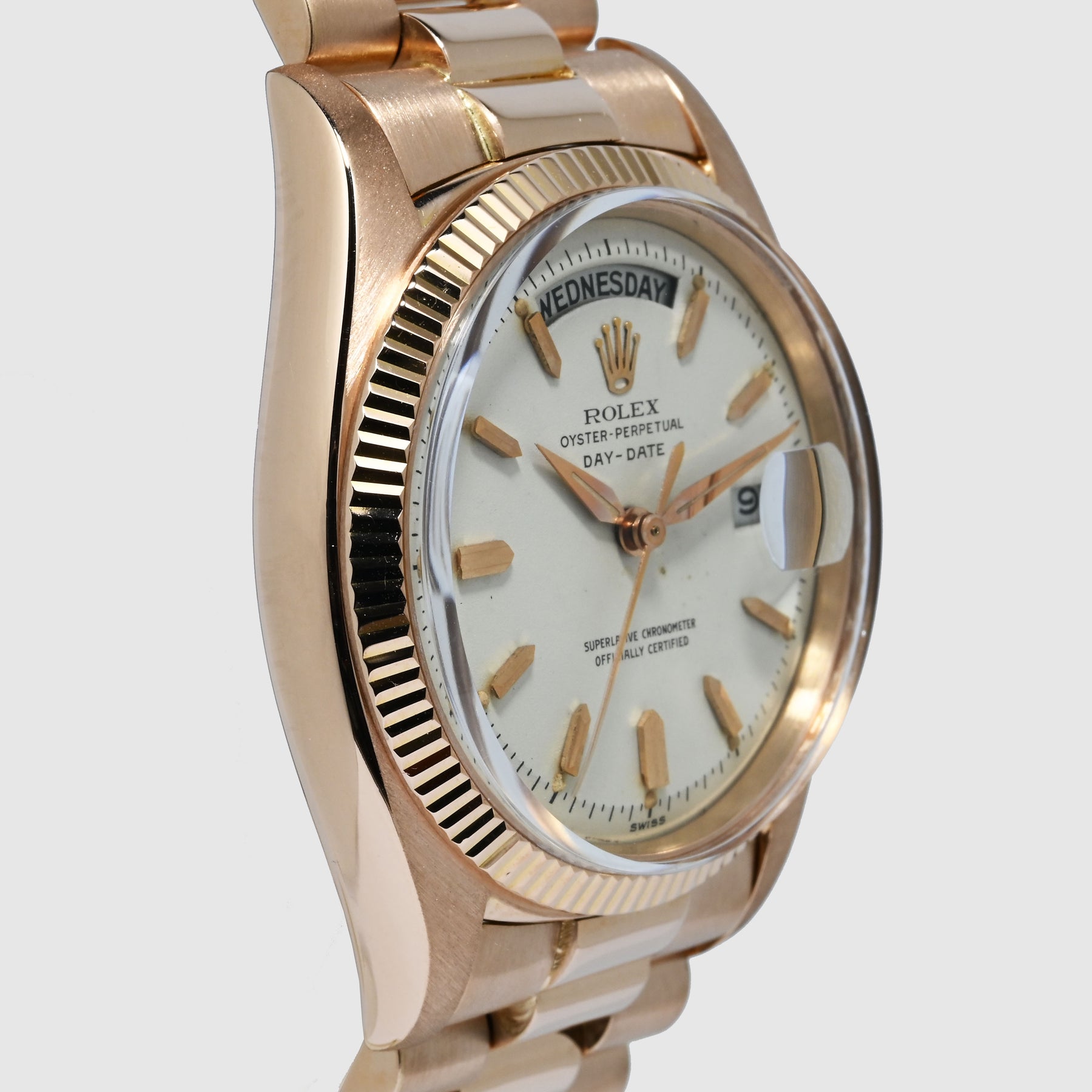 1959 Rolex Day Date Pink Gold Big Logo Bracelet Ref. 1803
