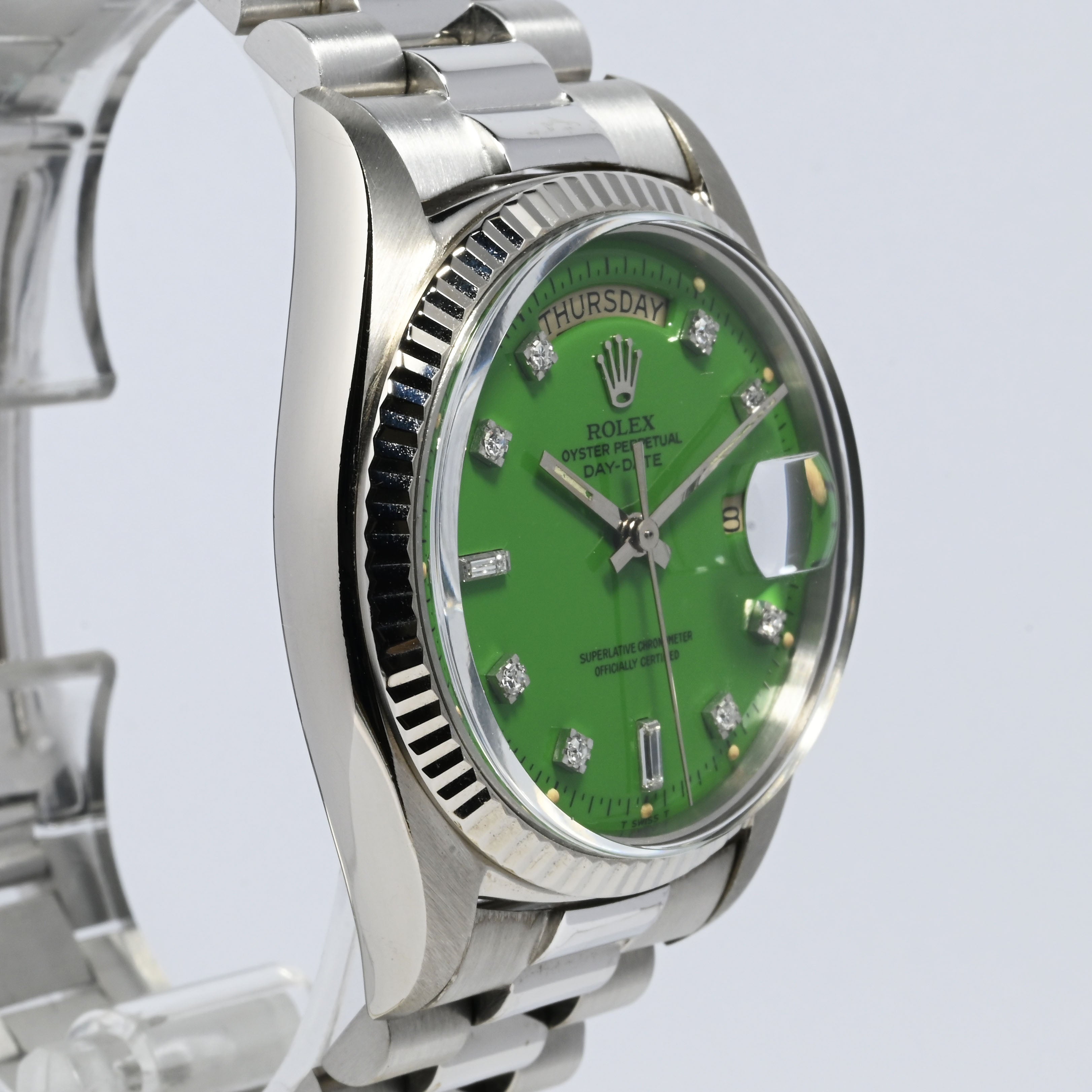 1971 Rolex Day Date WG Green Stella Diamond Dial Ref. 1803