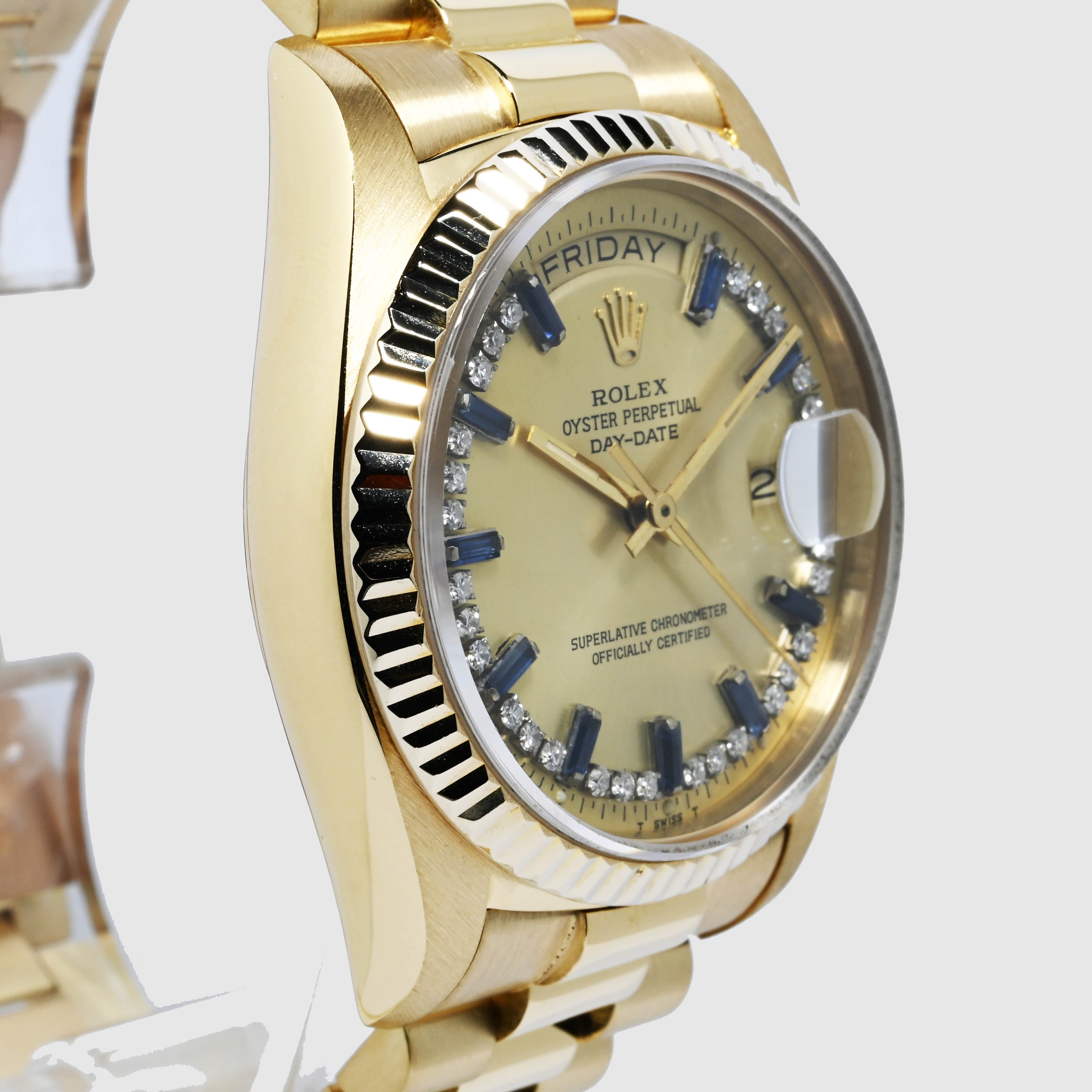 1979 Rolex Day Date Diamond String Sapphire Baguette Dial Ref. 18038