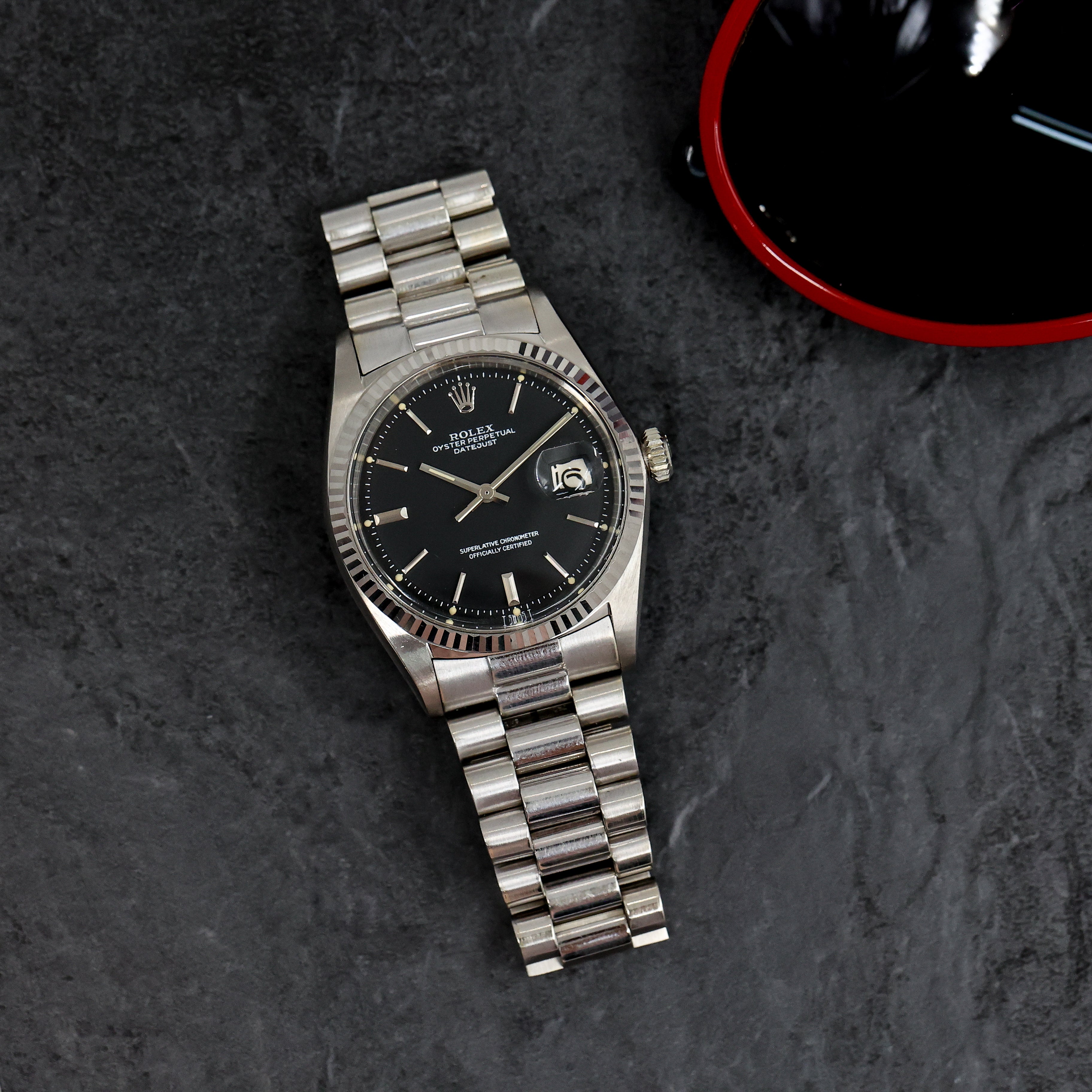 1973 Rolex Datejust White Gold Grey Glossy Dial Ref. 1601