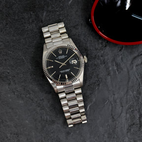 1973 Rolex Datejust White Gold Black Glossy Dial Ref. 1601