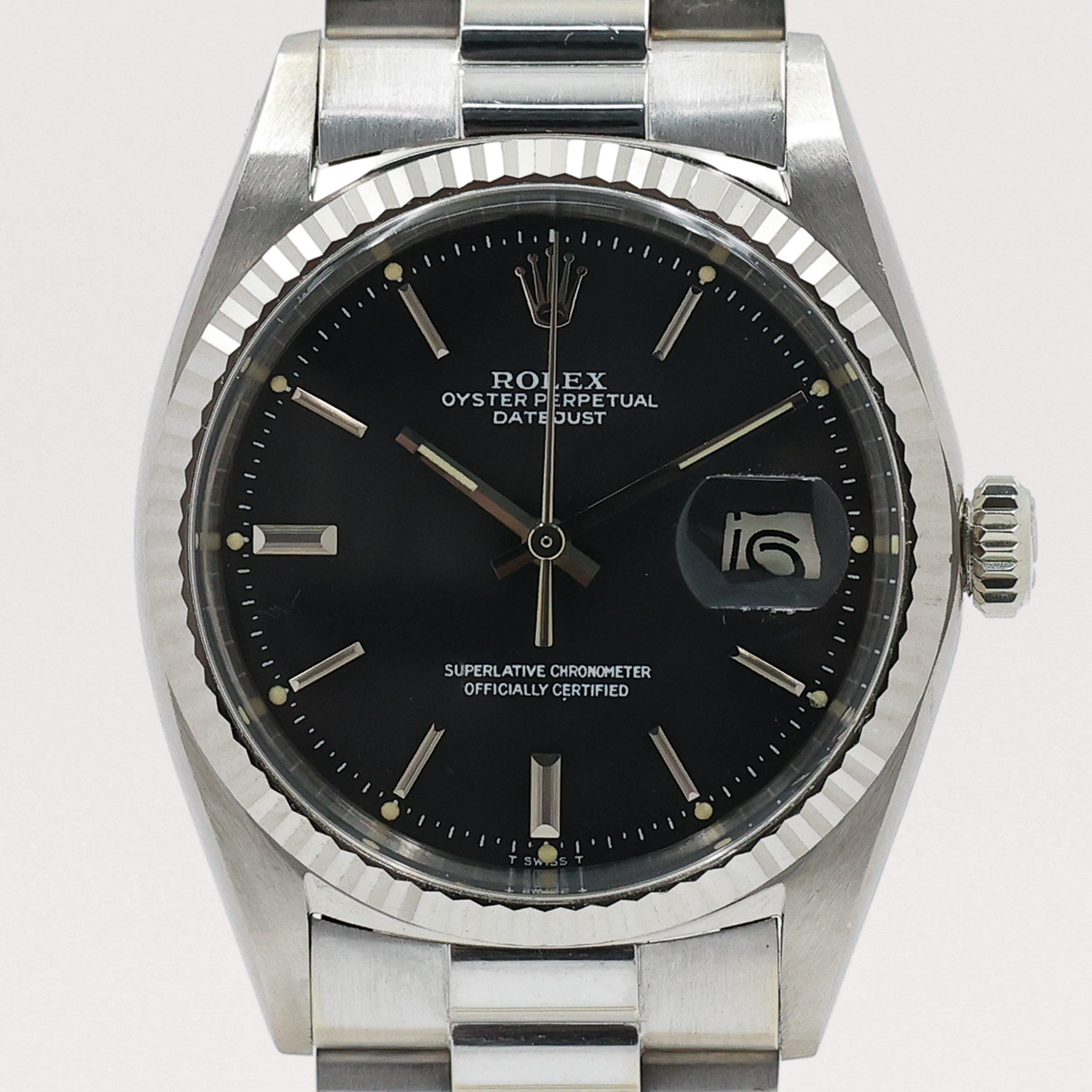 1973 Rolex Datejust White Gold Grey Glossy Dial Ref. 1601