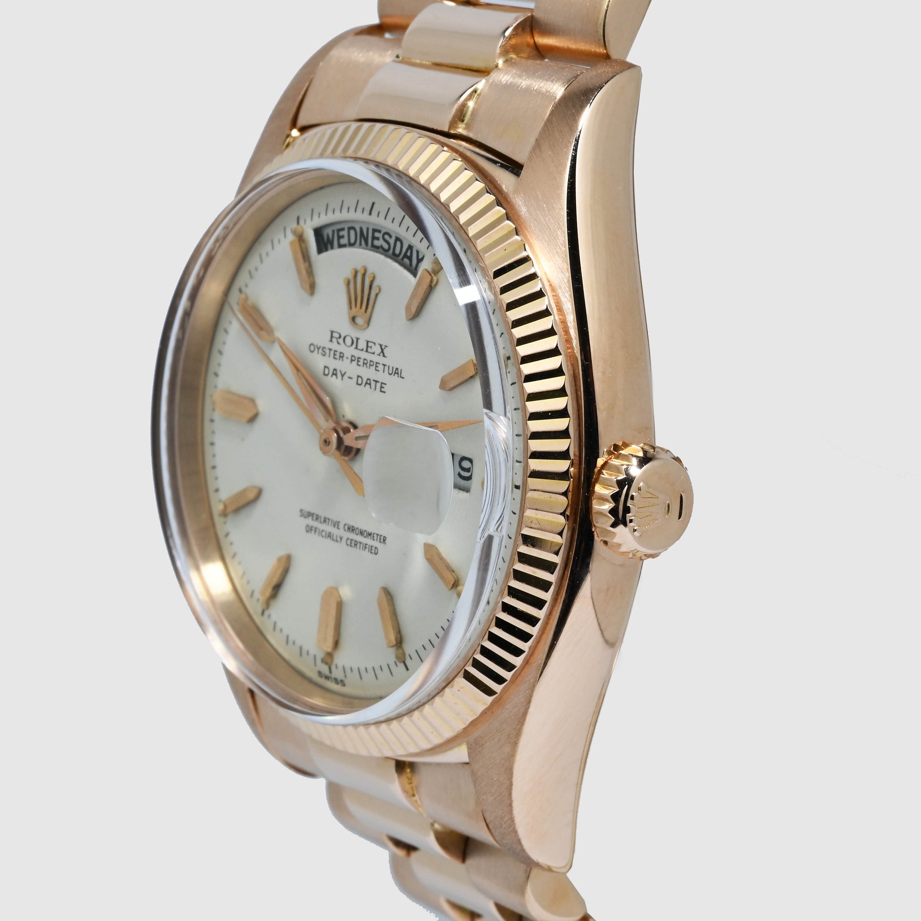 1959 Rolex Day Date Pink Gold Big Logo Bracelet Ref. 1803