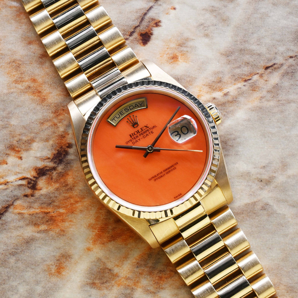 1989 Rolex Day Date Coral Dial Ref. 18238