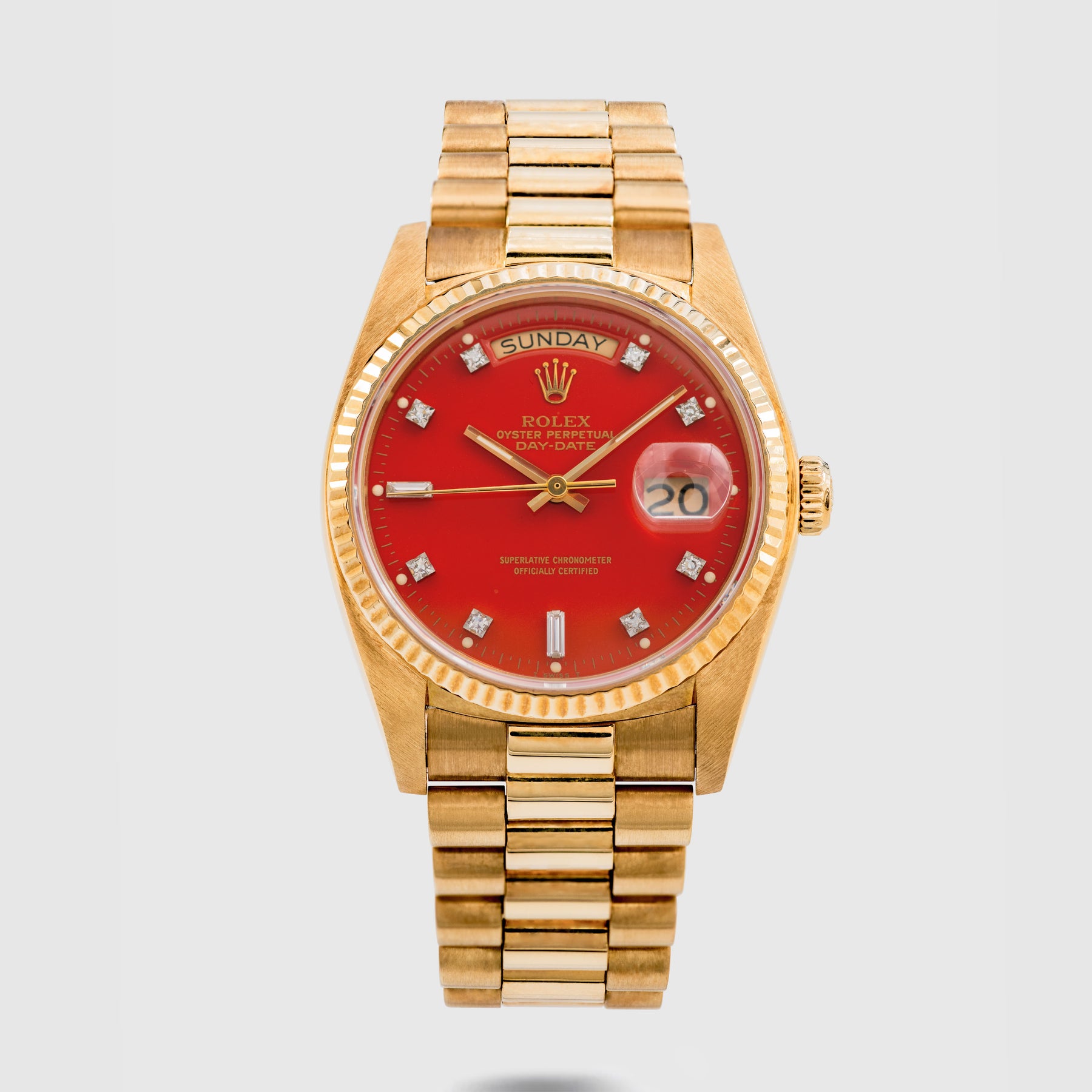 1983 Rolex Day Date Red Stella Dial Ref. 18038