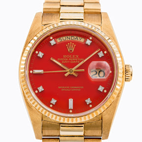 1983 Rolex Day Date Red Stella Dial Ref. 18038