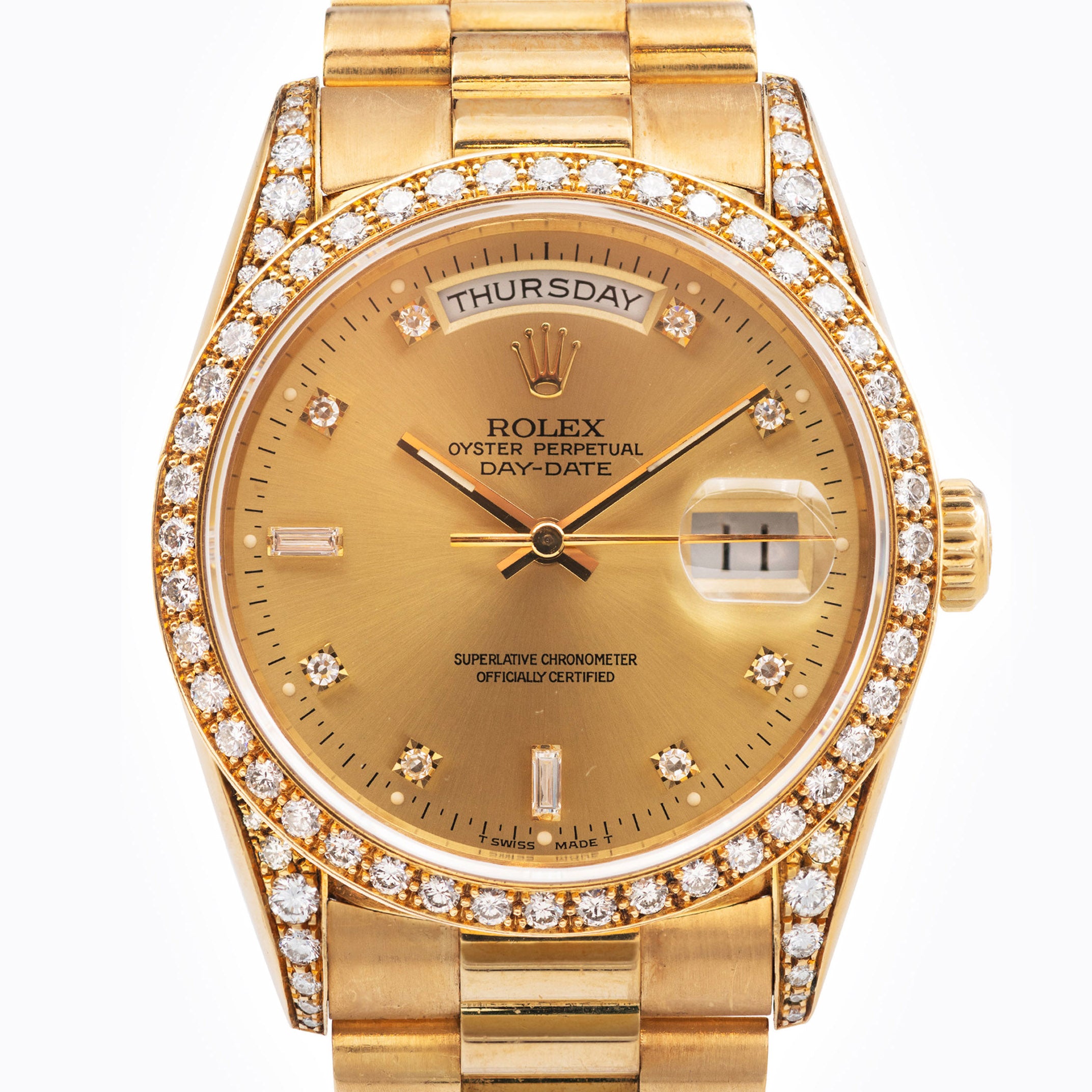 1989 Rolex Day Date Champagne Diamond Dial Ref. 18388