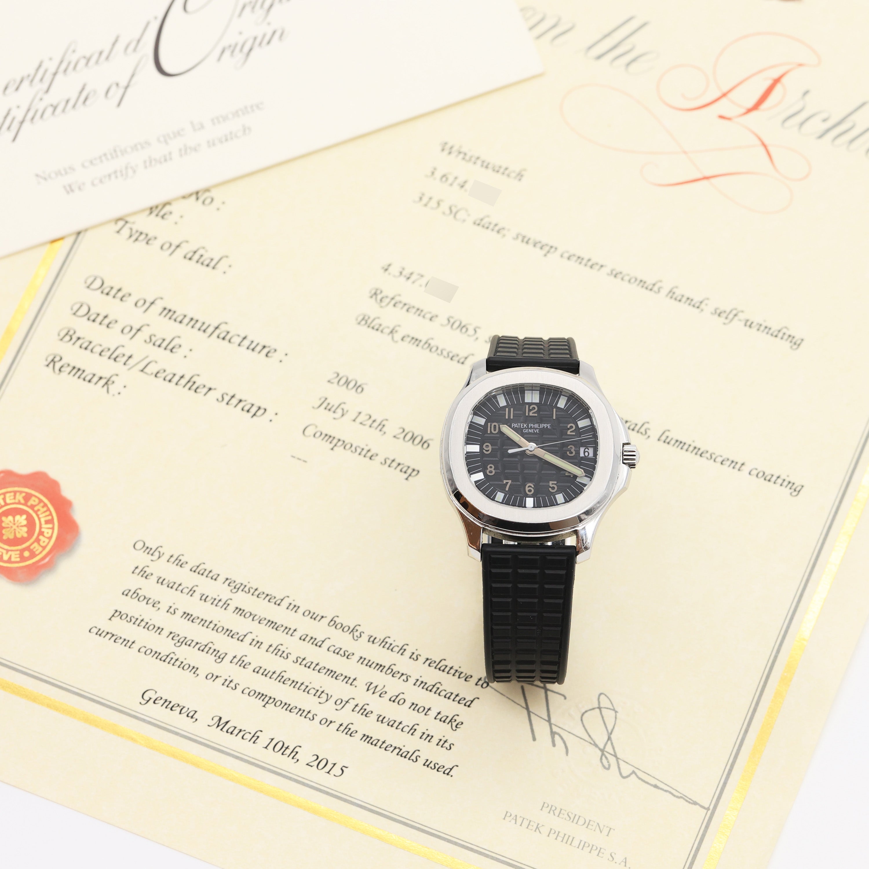 2006 Patek Philippe Aquanaut Ref. 5065A (with Certificate & Extract)