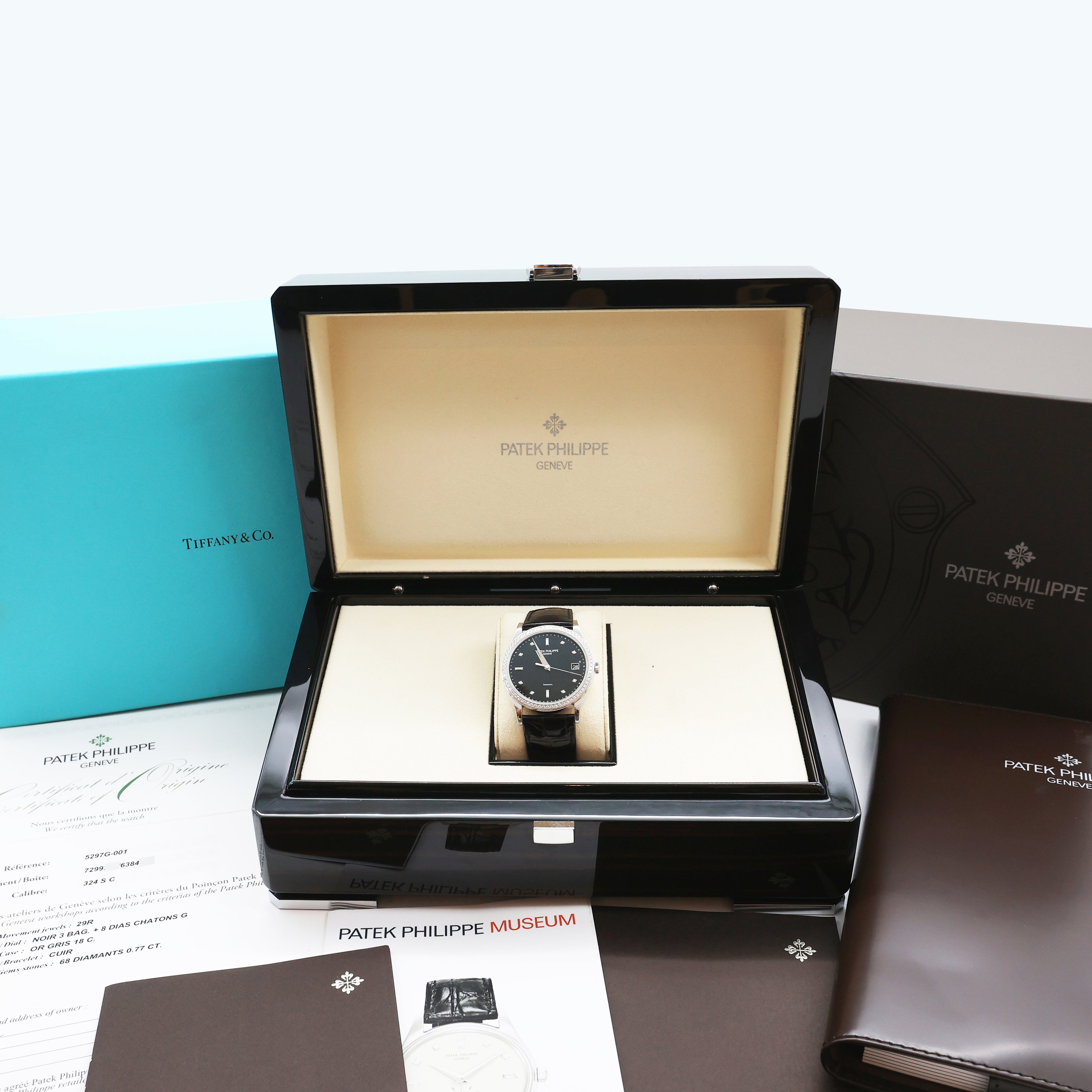 2020 Patek Philippe Calatrava Black Diamond Dial 'Tiffany & Co' Ref. 5297G-001 (Fullset)