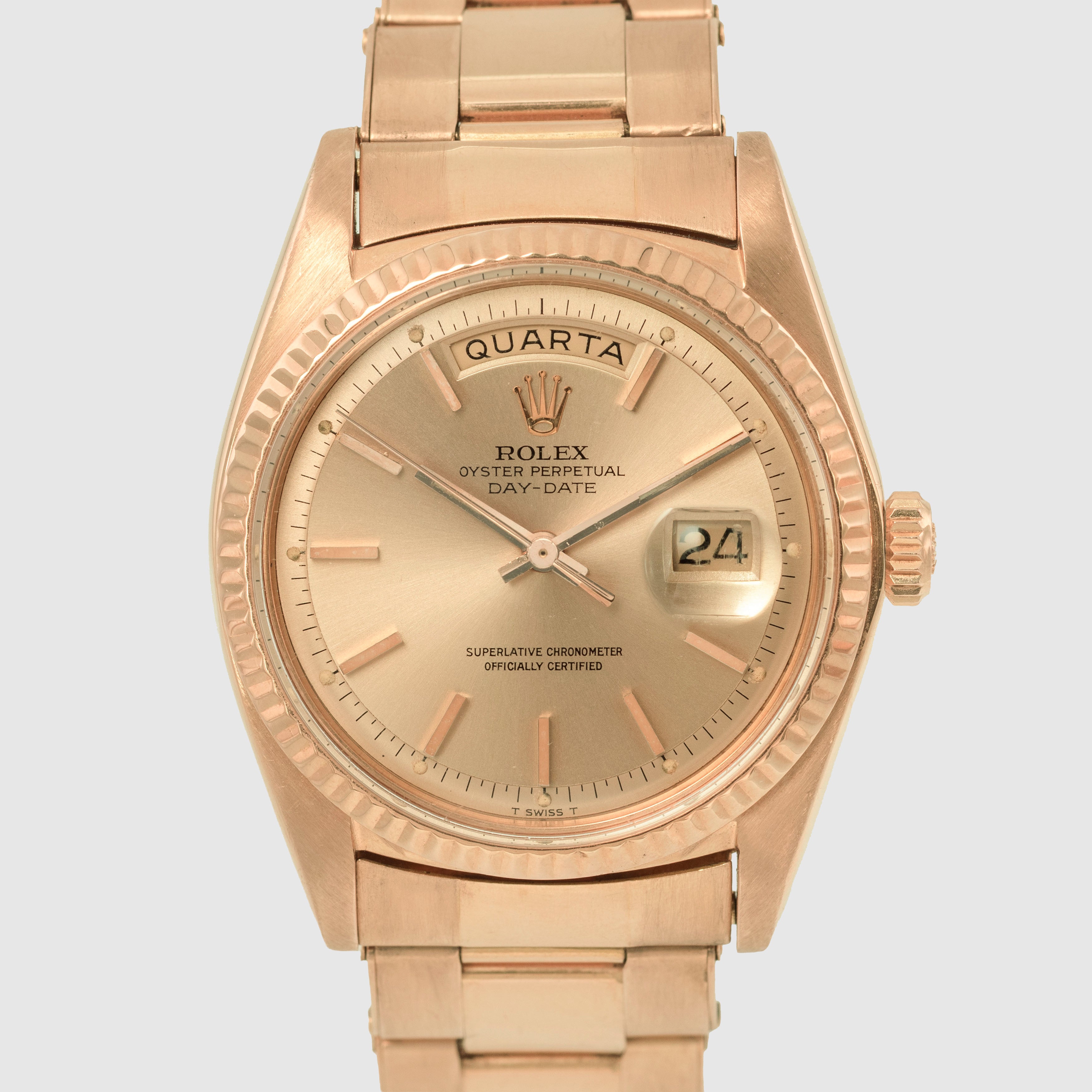 1973 Rolex Day Date Pink on Pink Rivited Gay Fréres Oyster Bracelet Ref. 1803
