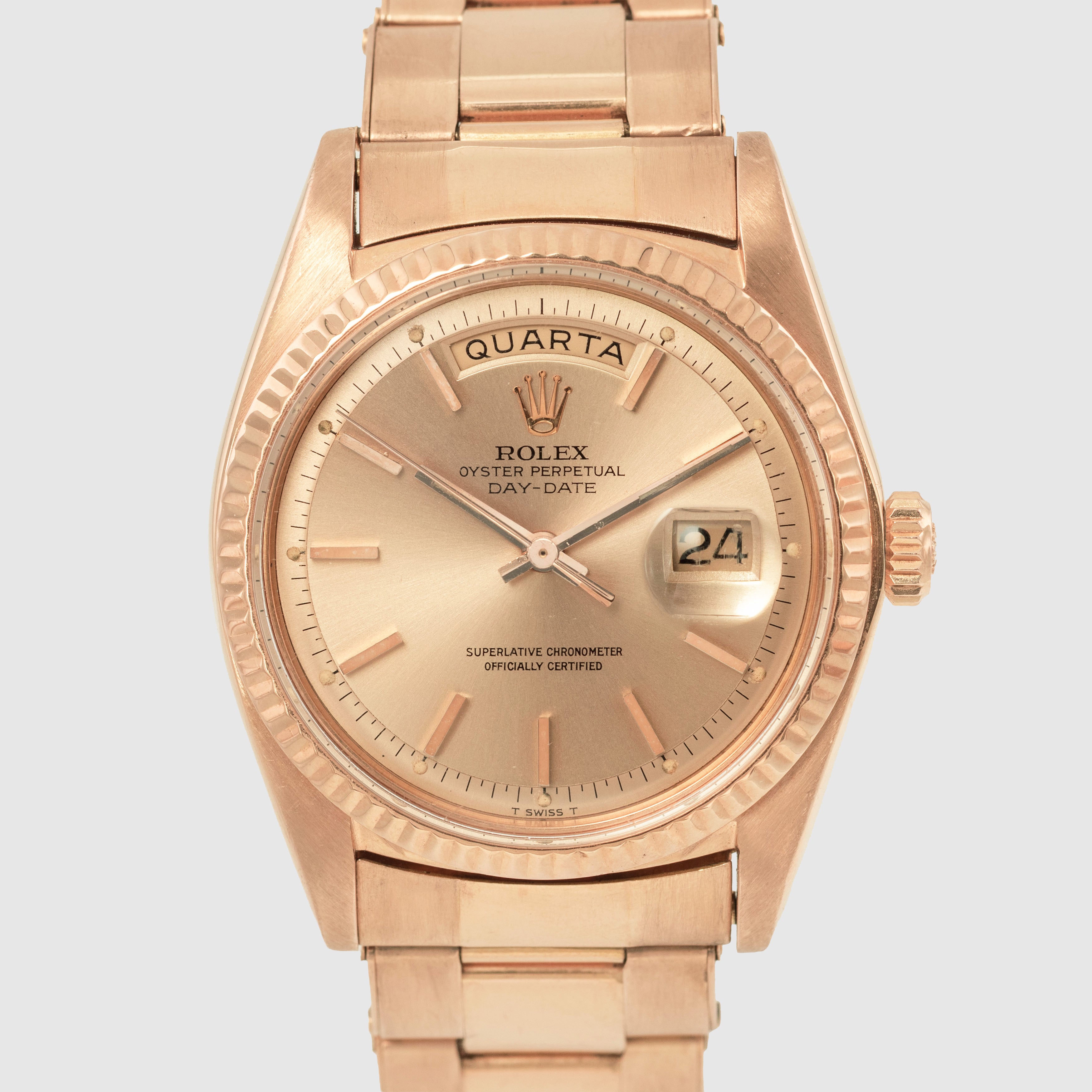 1973 Rolex Day Date Pink on Pink Rivited Gay Fréres Oyster Bracelet Ref. 1803