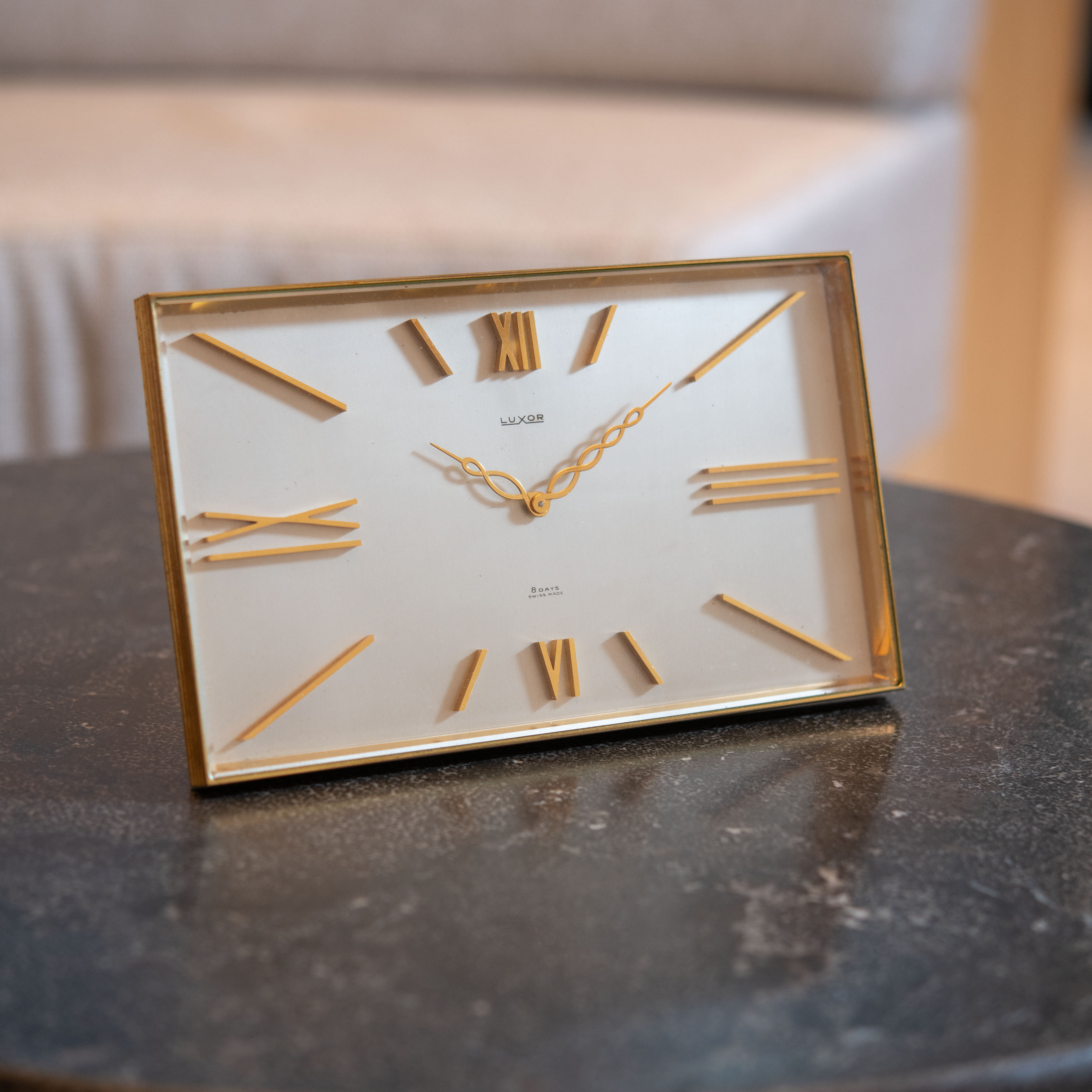 Luxor Desk Clock with Box & Papers