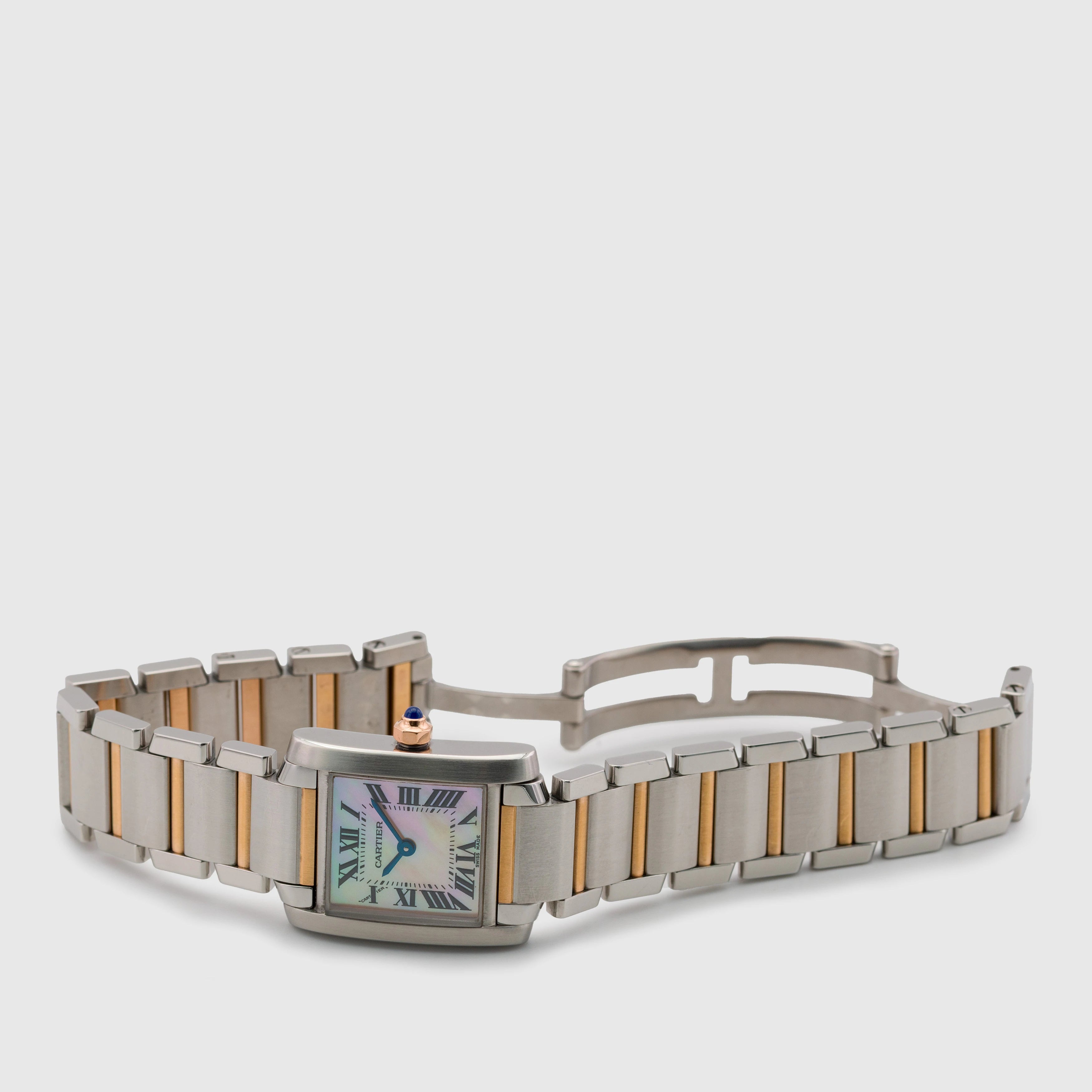 1990's Cartier Tank Francaise Small Two Tone Pink MOP Ref. 2384