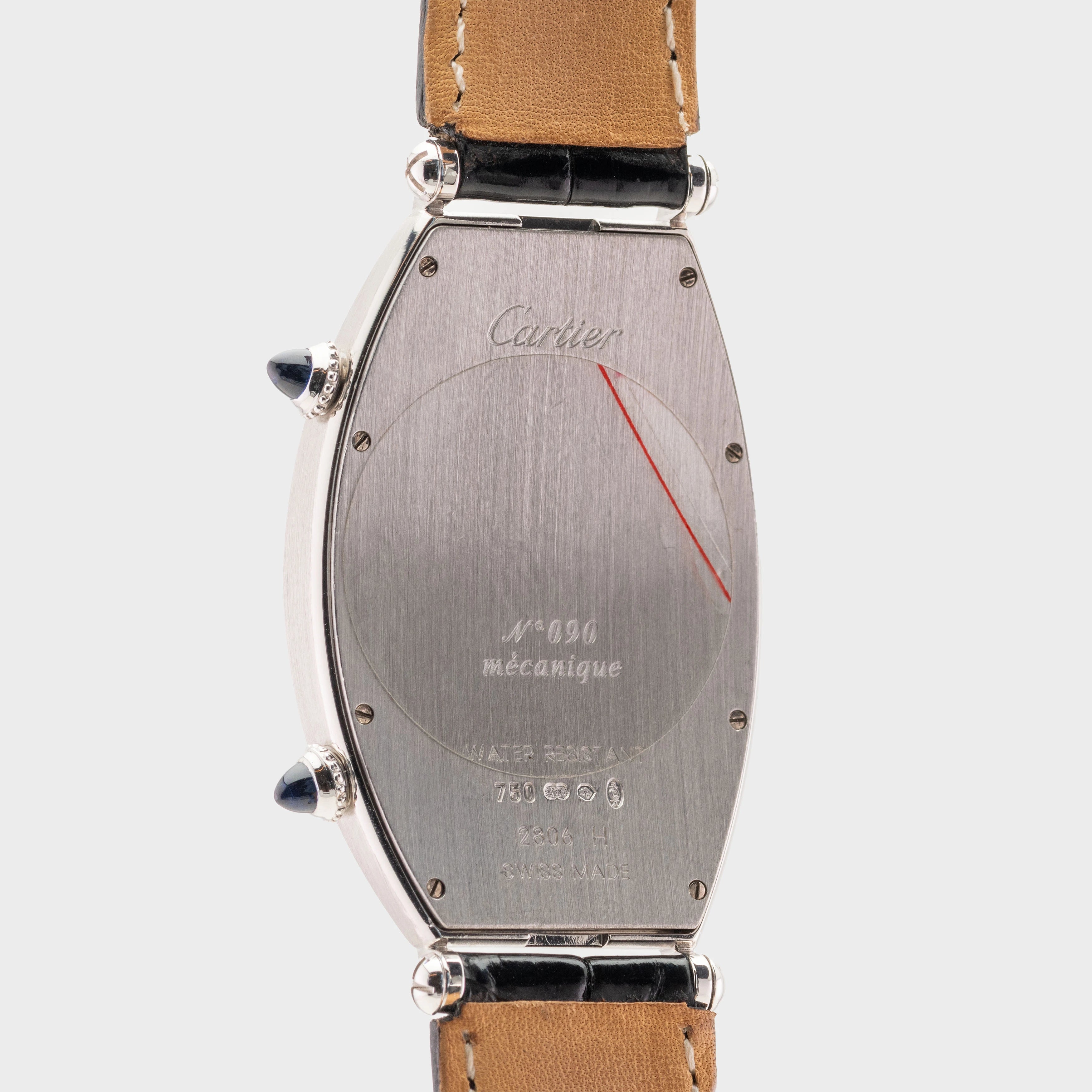 2000's Cartier Tonneau Dual Time CPCP 18k White Gold Ref. 2806H