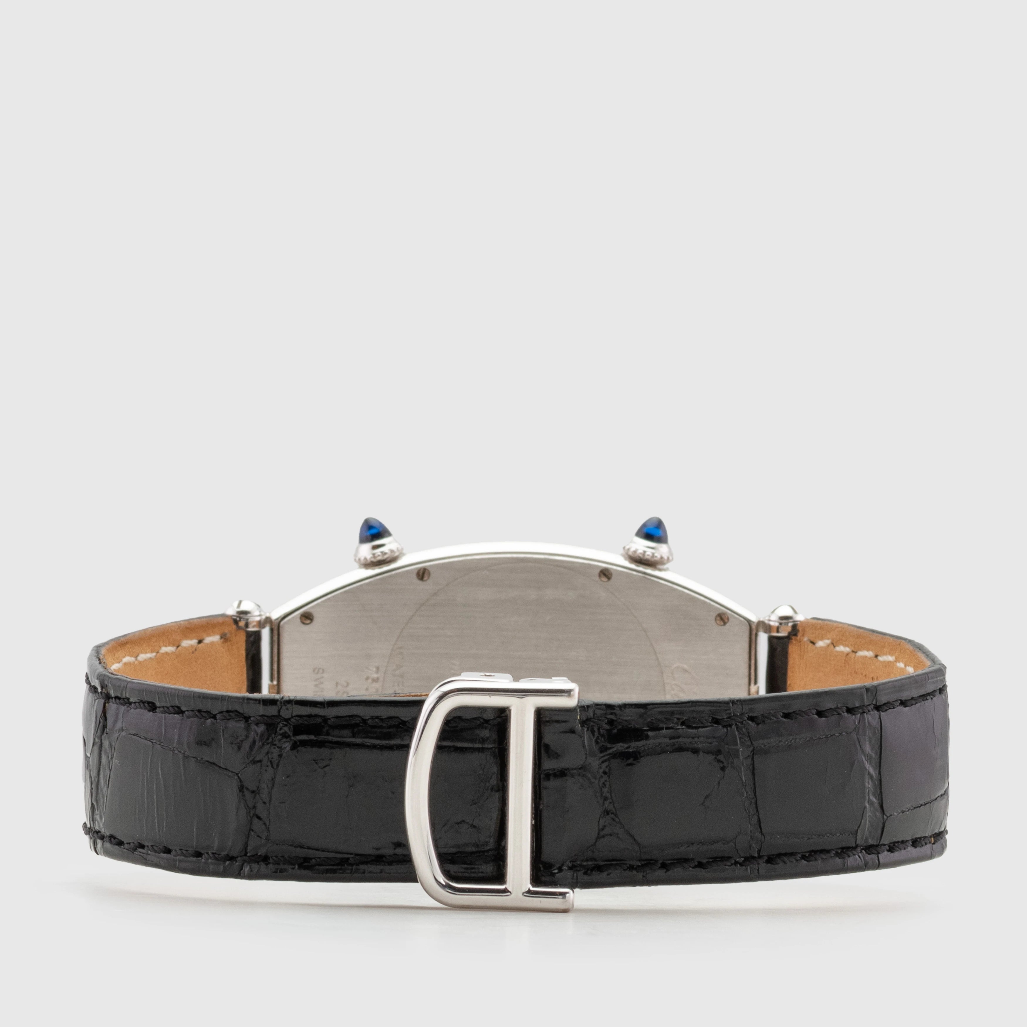 2000's Cartier Tonneau Dual Time CPCP 18k White Gold Ref. 2806H