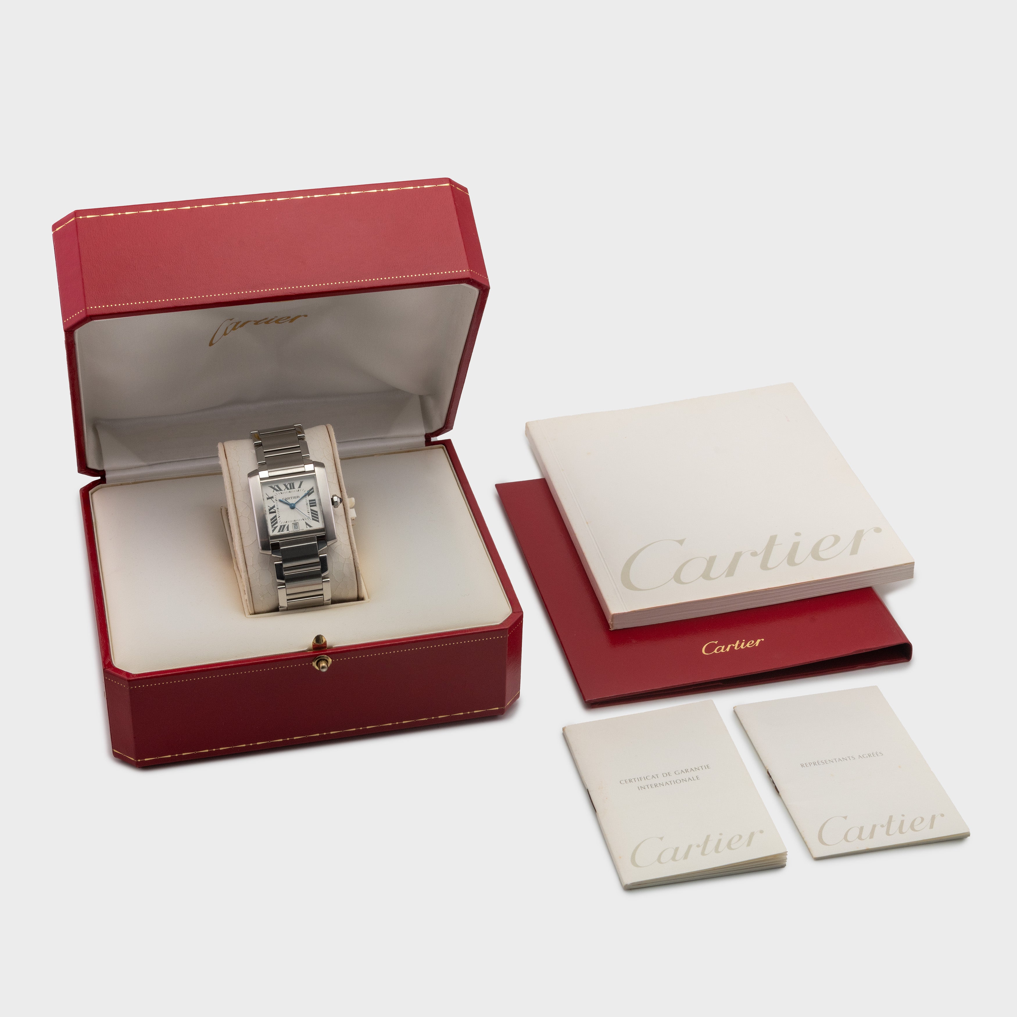 2000 Cartier Tank Francaise Large White Roman Dial Ref. 2302 (Box & Papers)