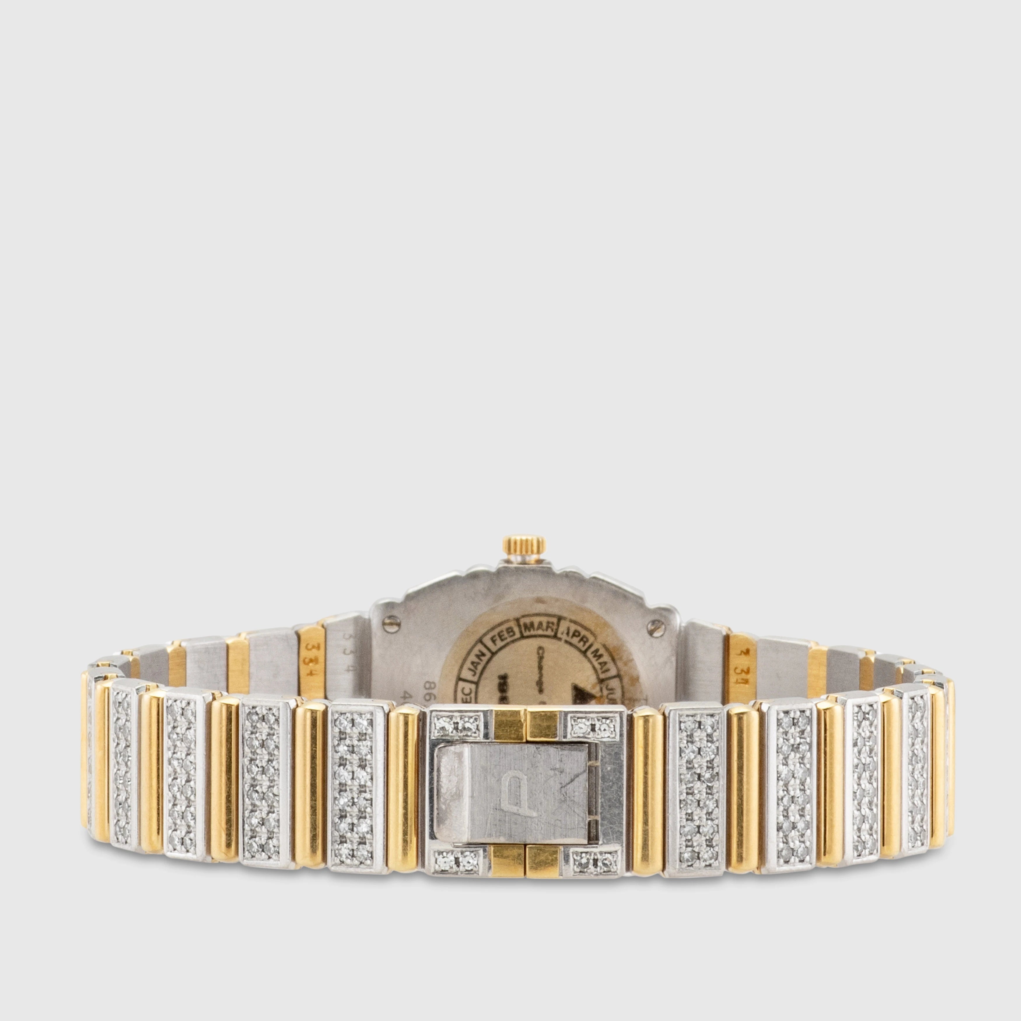 1980's Piaget Polo Lady Onyx & Diamonds Gadroon Ref. 861 C725
