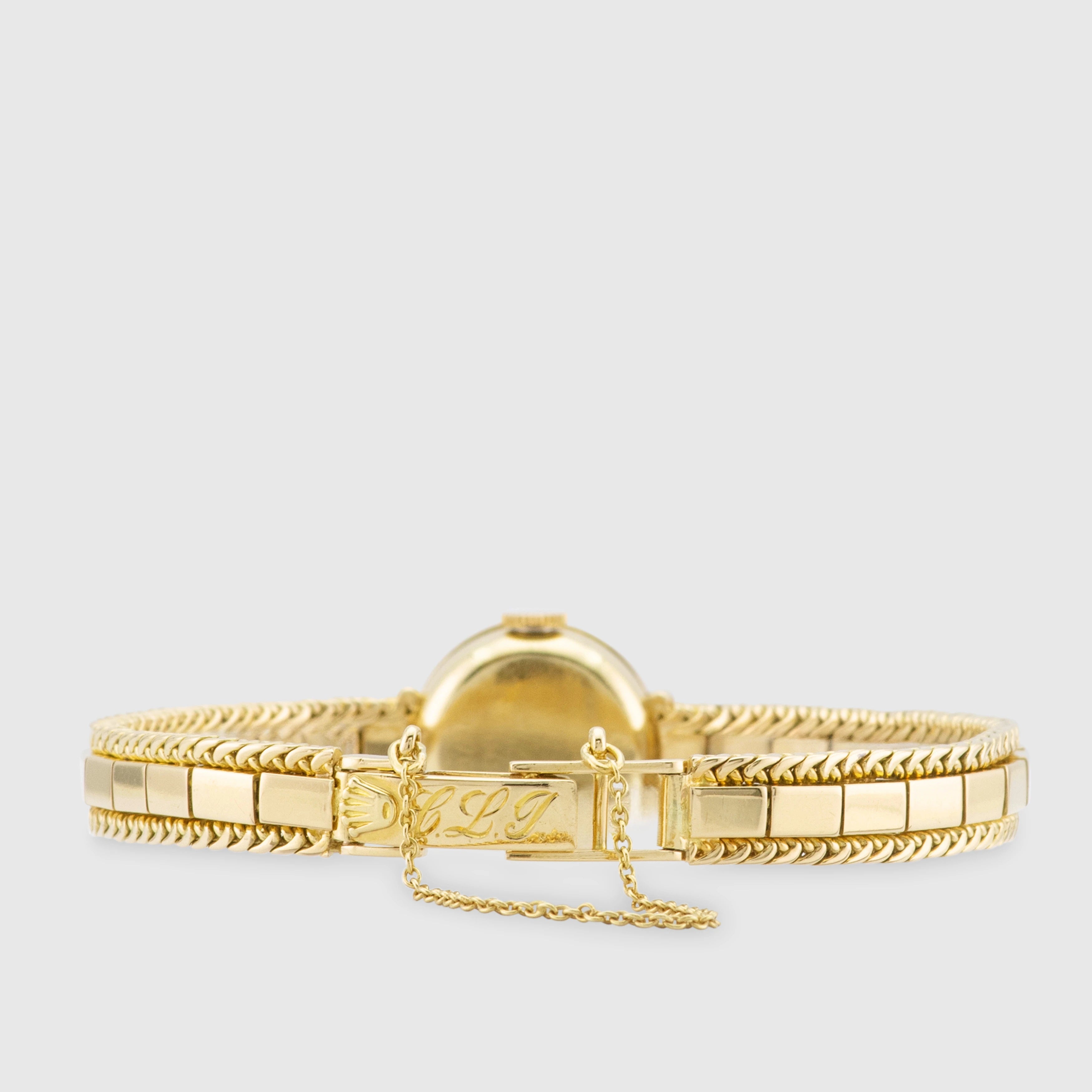 1950's Rolex Precision Ladies Clamshell Yellow Gold with Diamonds