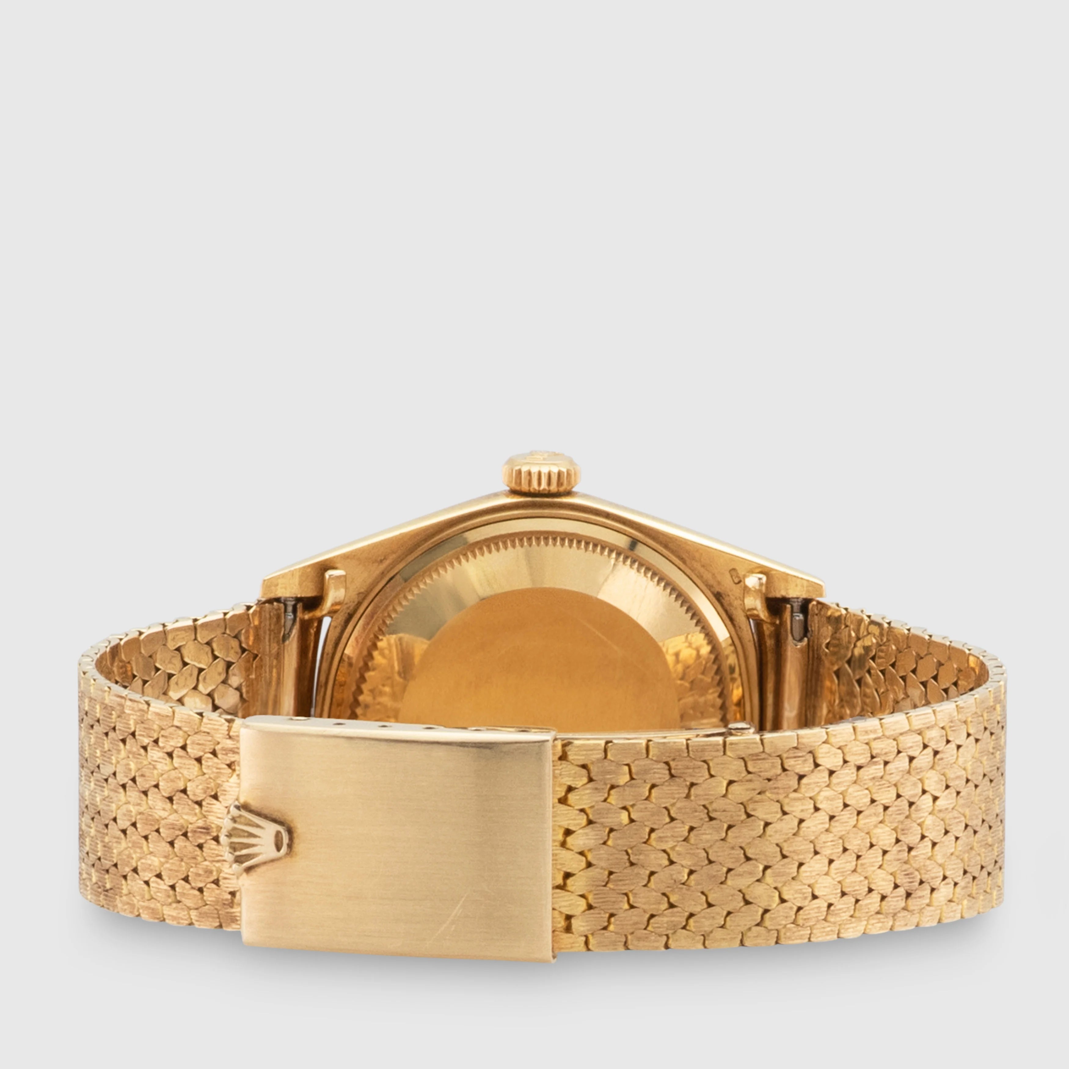 1972 Rolex Datejust 18K Yellow Gold Tiger Eye Dial Bark Finish with Special Bracelet Ref. 1607