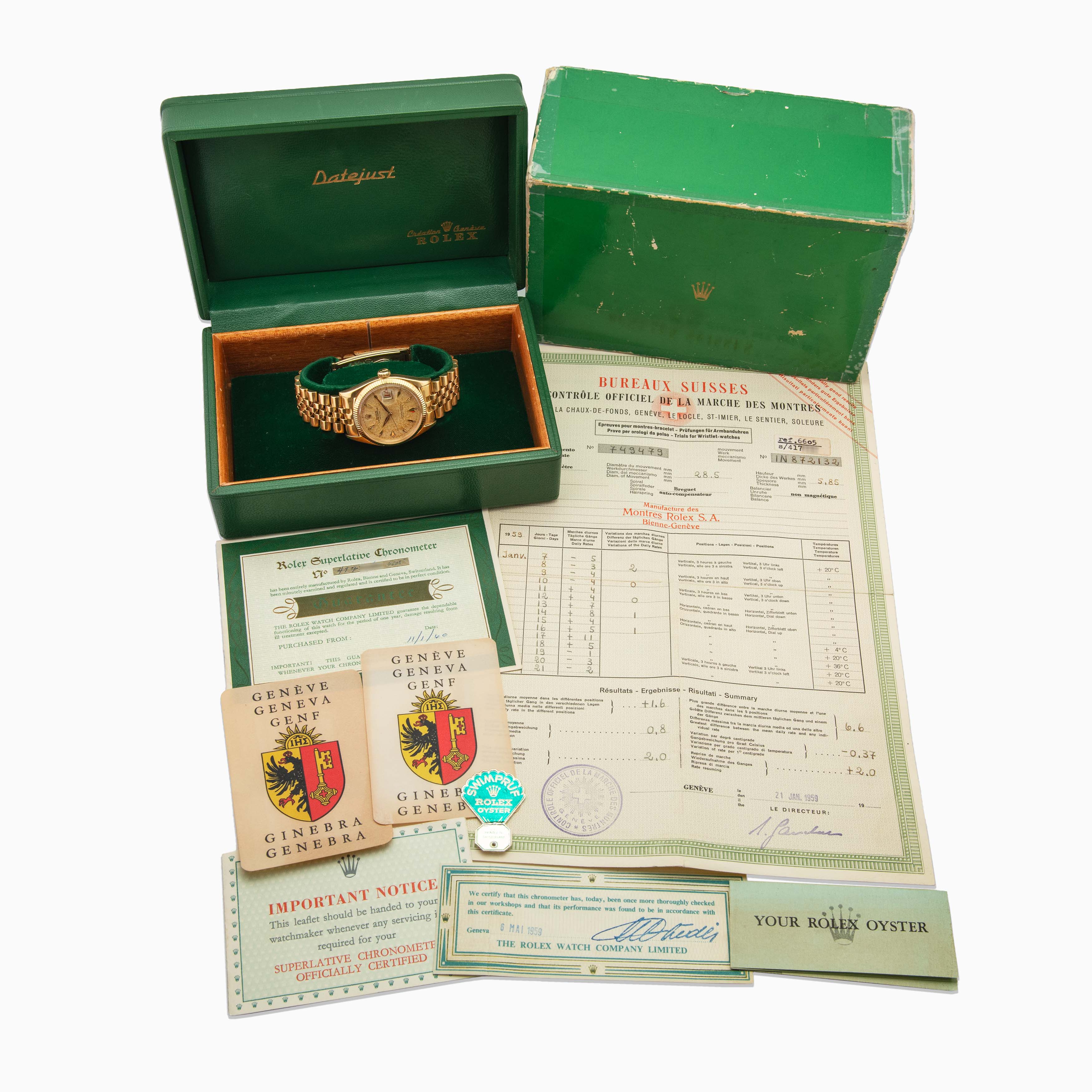 1959 Rolex Datejust Tropical Dial Ref. 6605 (Super Full Set)