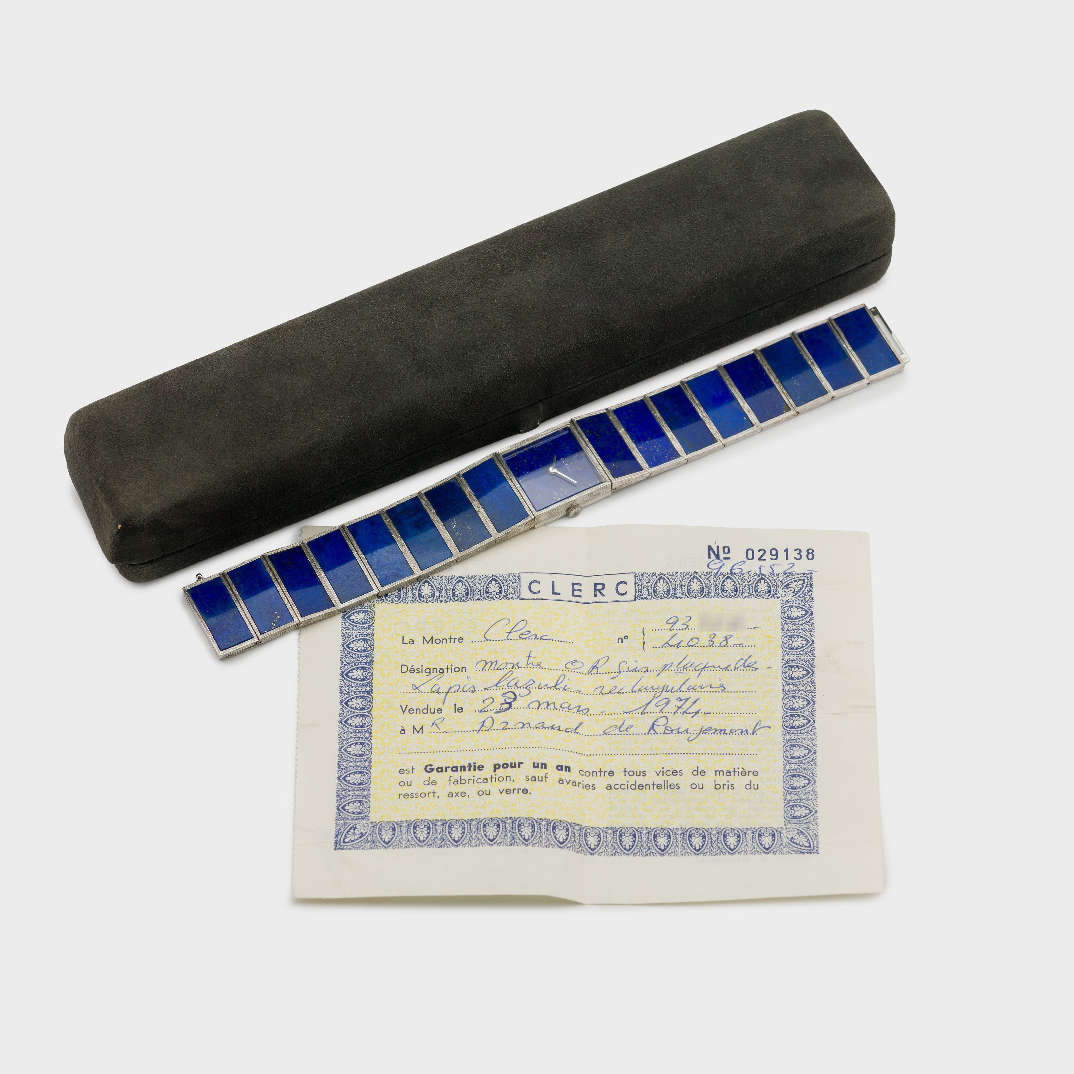 1974 Clerc White Gold Lapis Ref. 4038 (Box & Papers)