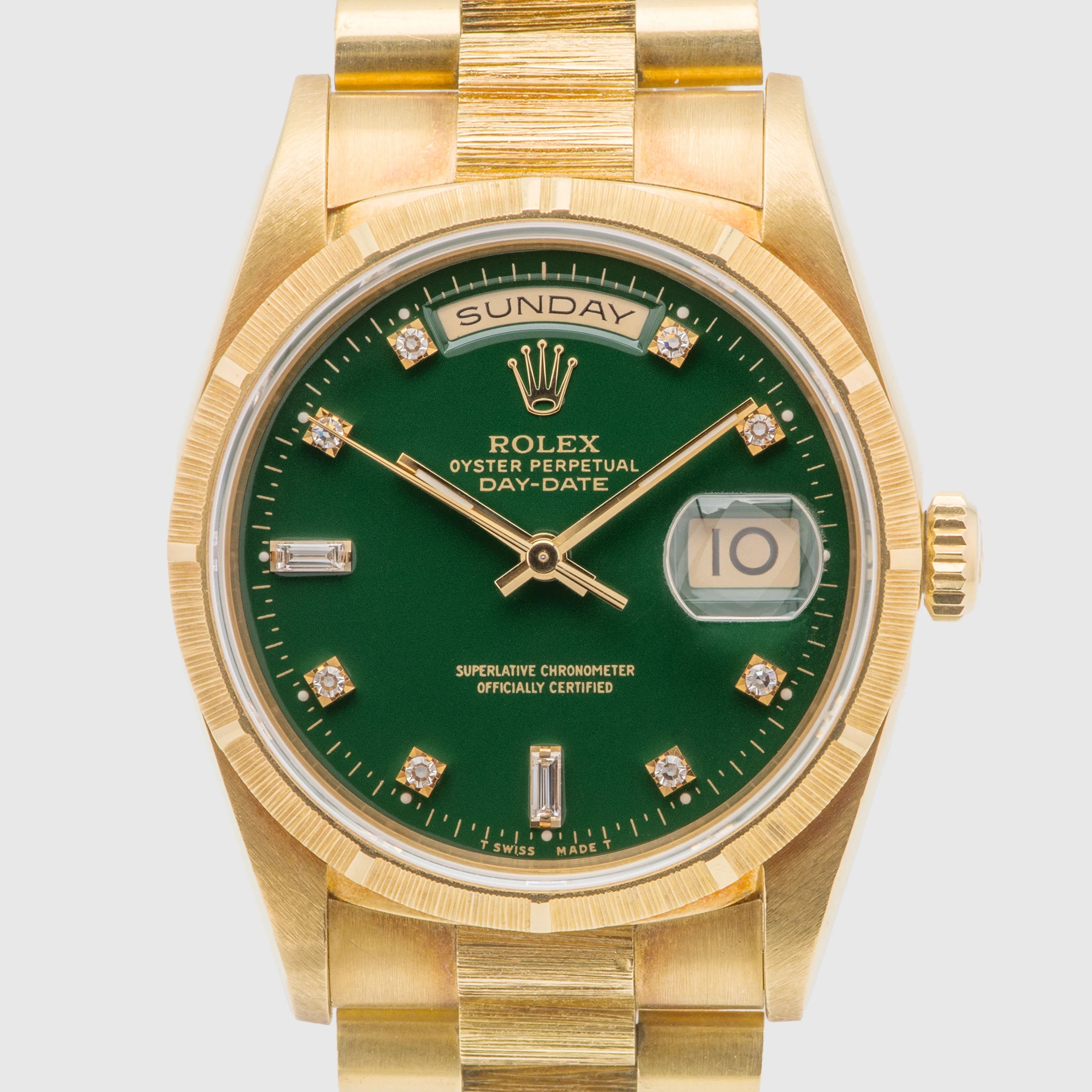 1994 Rolex Day Date British Racing Green Stella Diamond Dial Ref. 18248