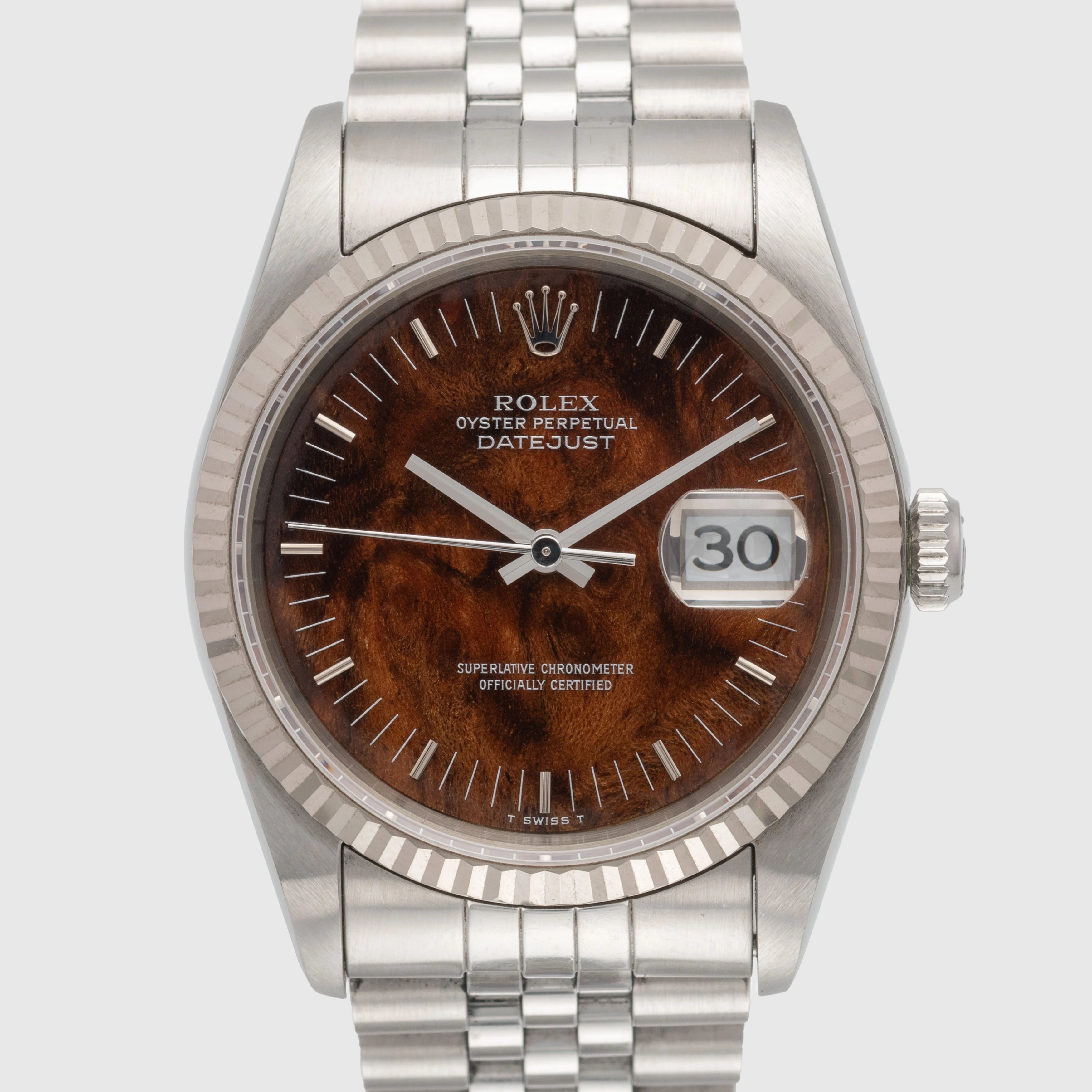 1989 Rolex Datejust Burl Wood Dial St/WG Ref. 16234