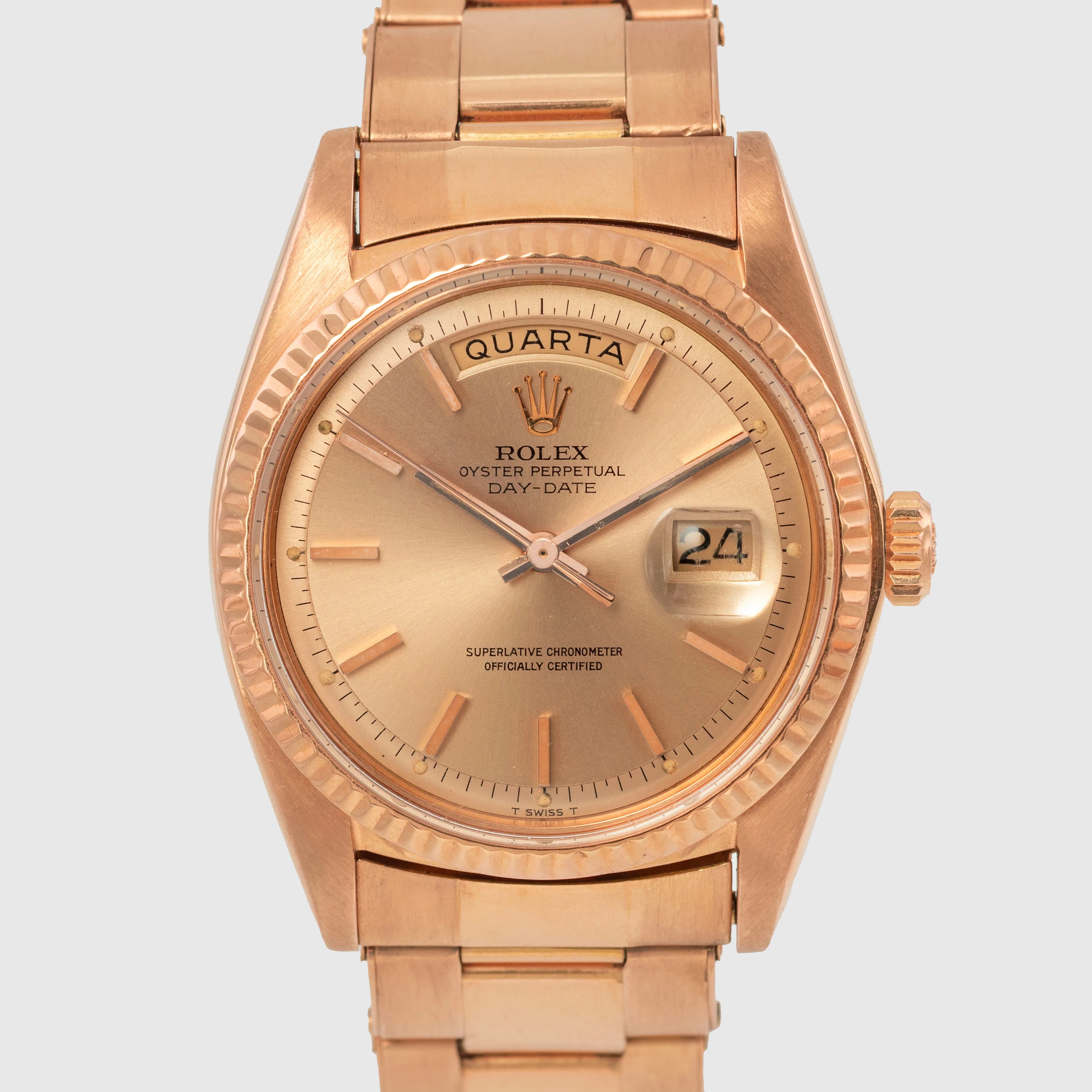 1973 Rolex Day Date Pink on Pink Rivited Gay Fréres Oyster Bracelet Ref. 1803