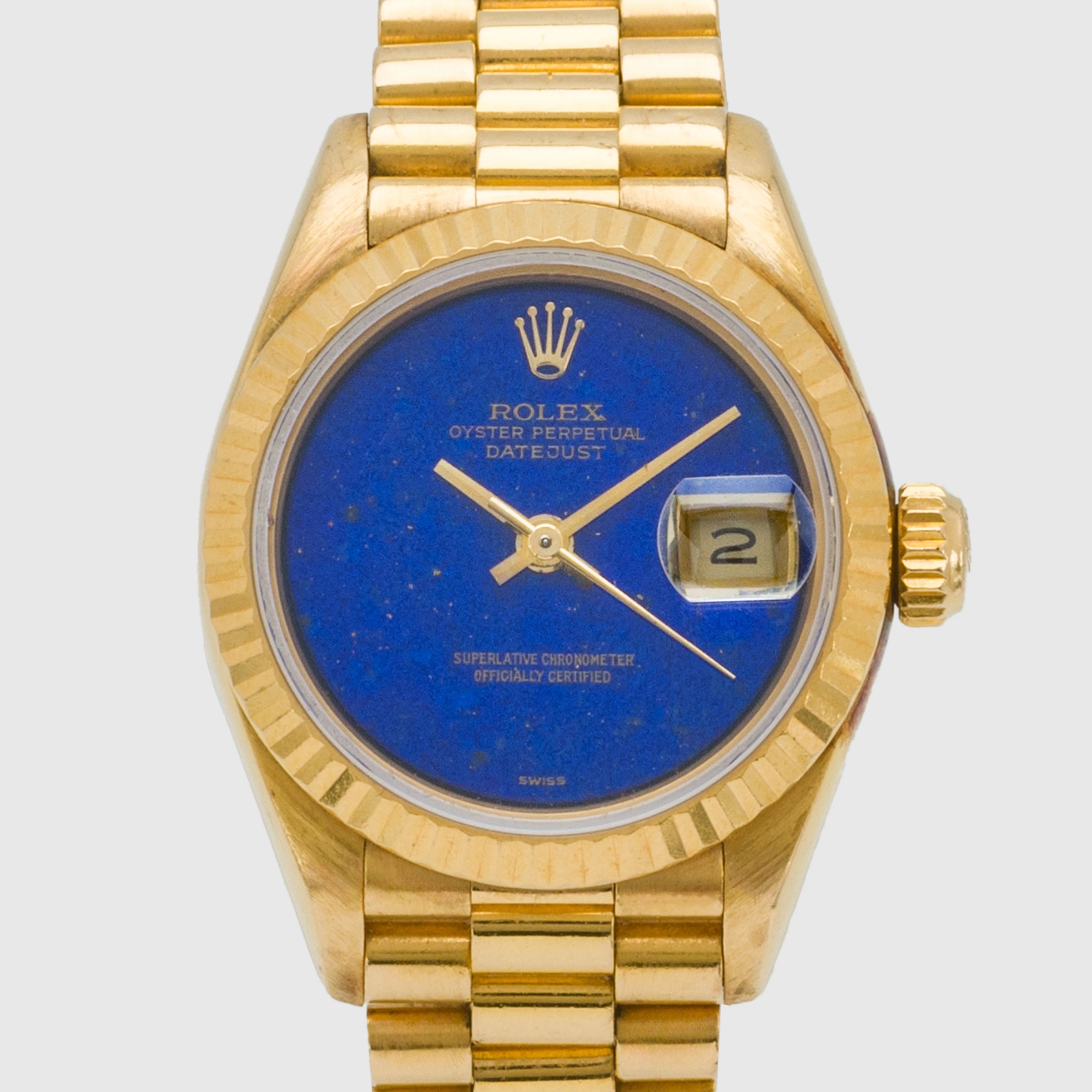 1987 Rolex Lady Datejust 18k YG Lapis Dial Ref. 69178 (Full Set)