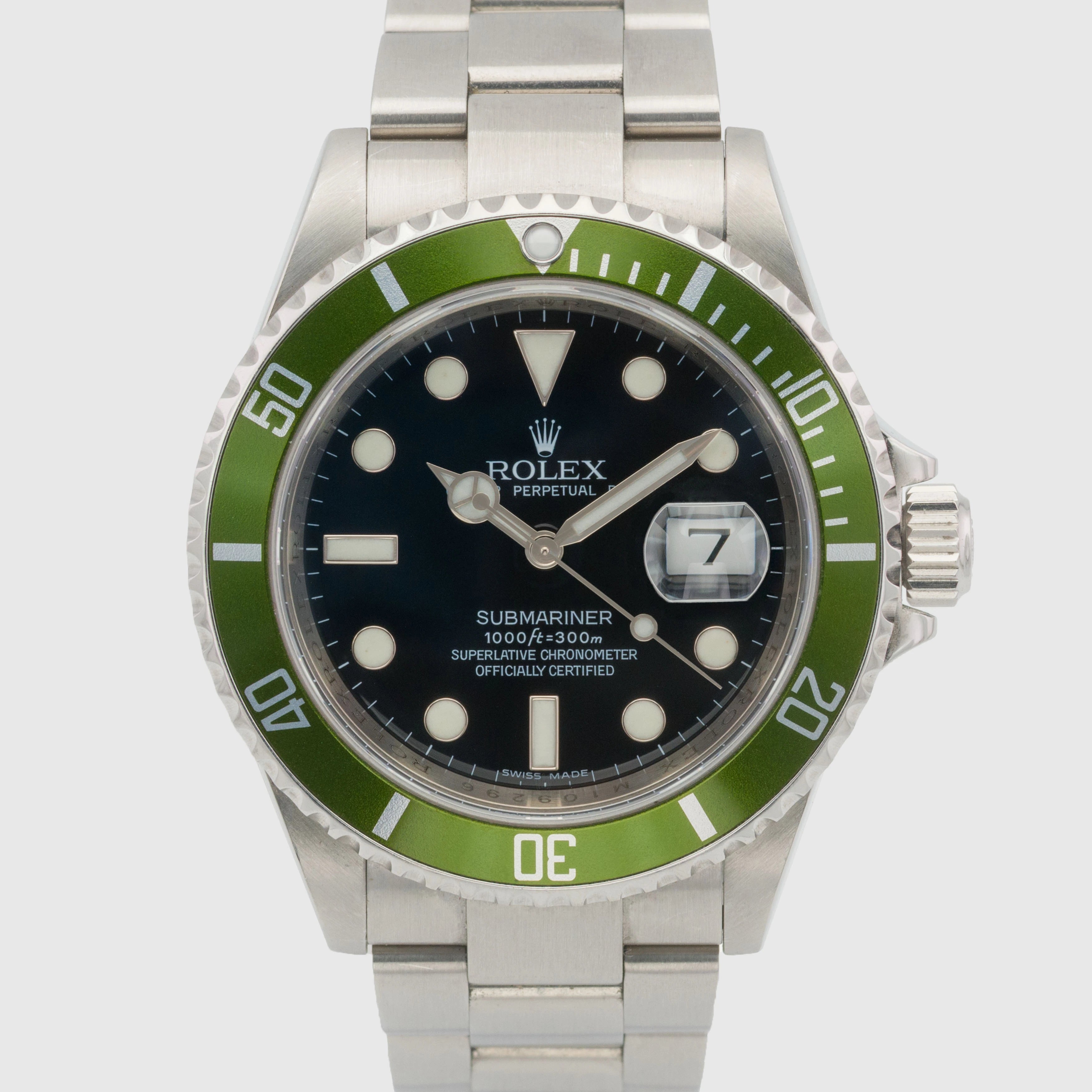 2007 Rolex Submariner Kermit Mint Green Bezel Ref. 16610LV