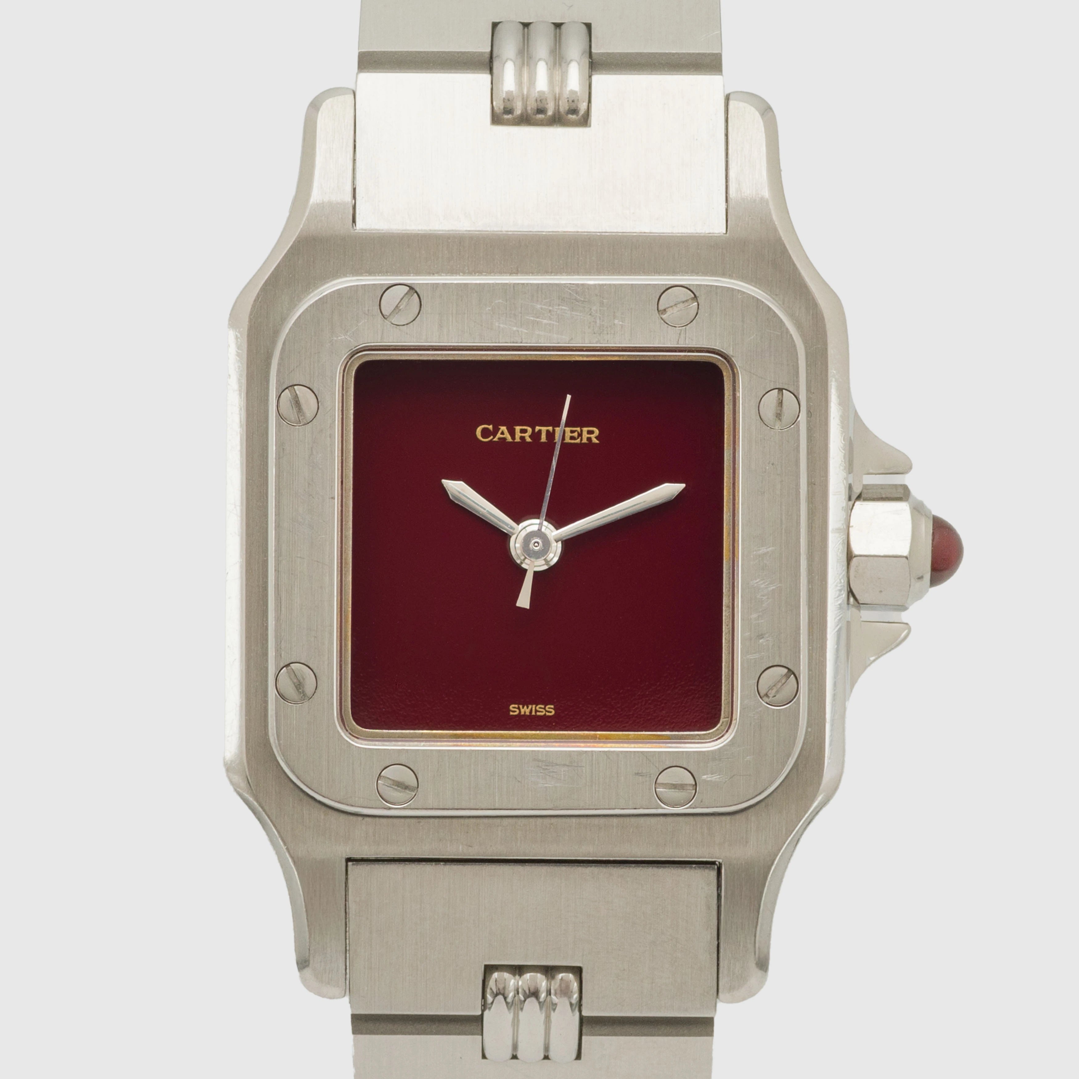 1987 Cartier Santos Carree Burgundy Dial Ref. 0901 (Full Set)