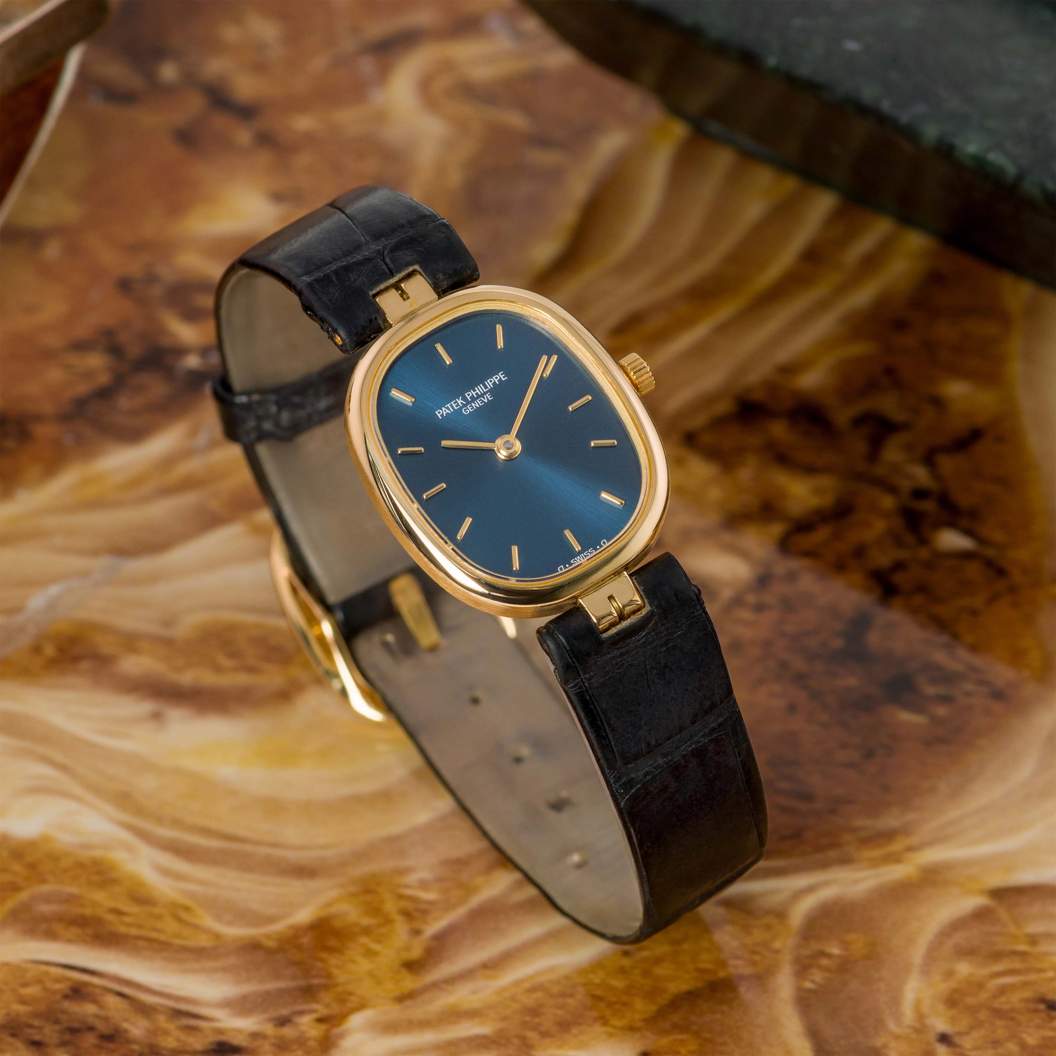 1993 Patek Philippe Ellipse Blue Dial 18k YG Ref. 4764 (Box & Paper)