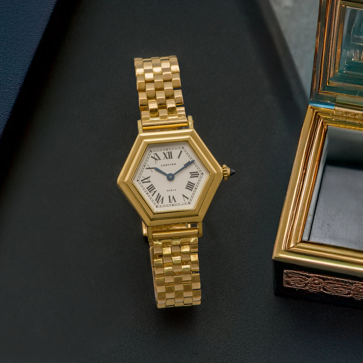 1990's Cartier Vintage Hexagonal 18k Yellow Gold Ref. 22893/763