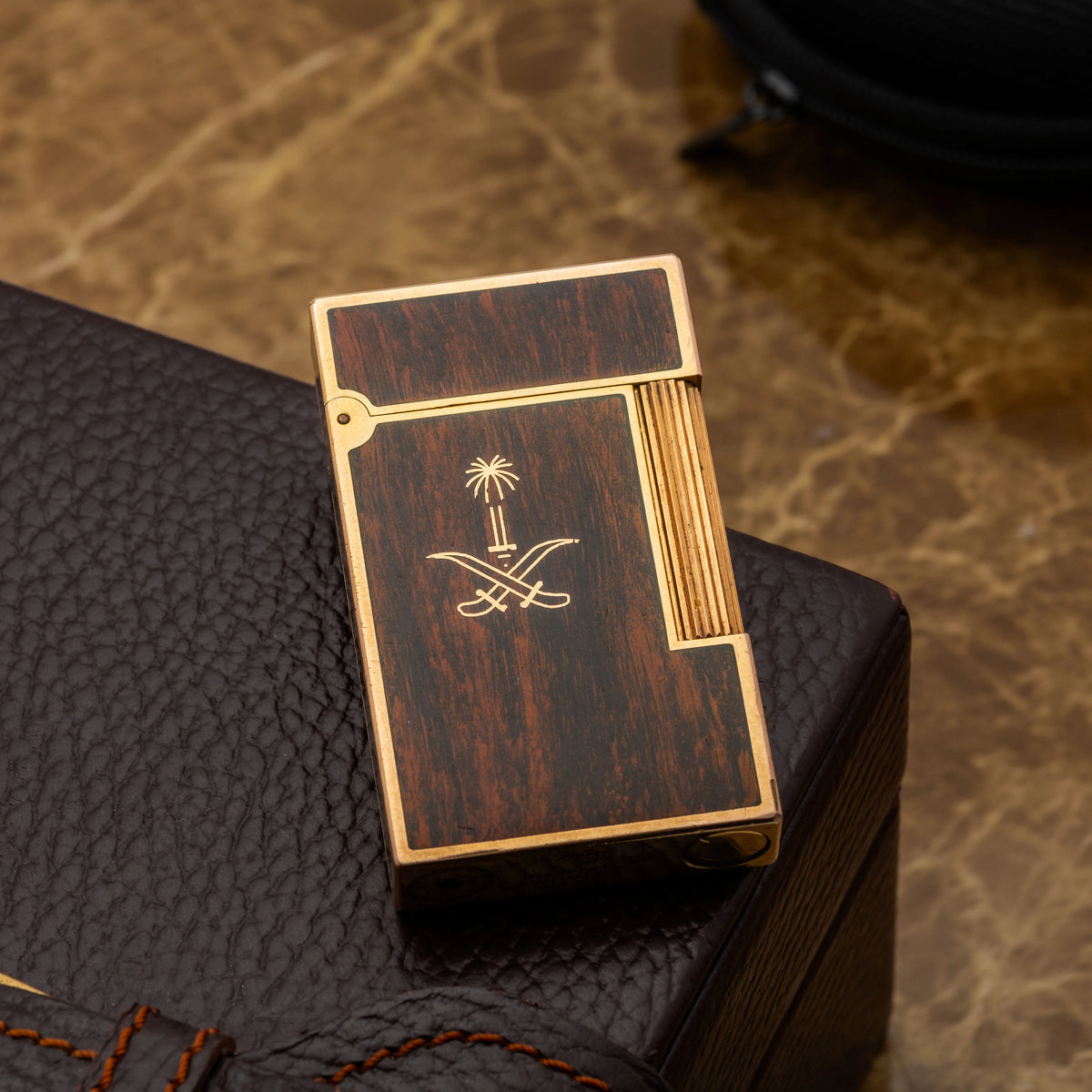 St. Dupont Lighter 'Saudi Palm' Logo Wood Finish