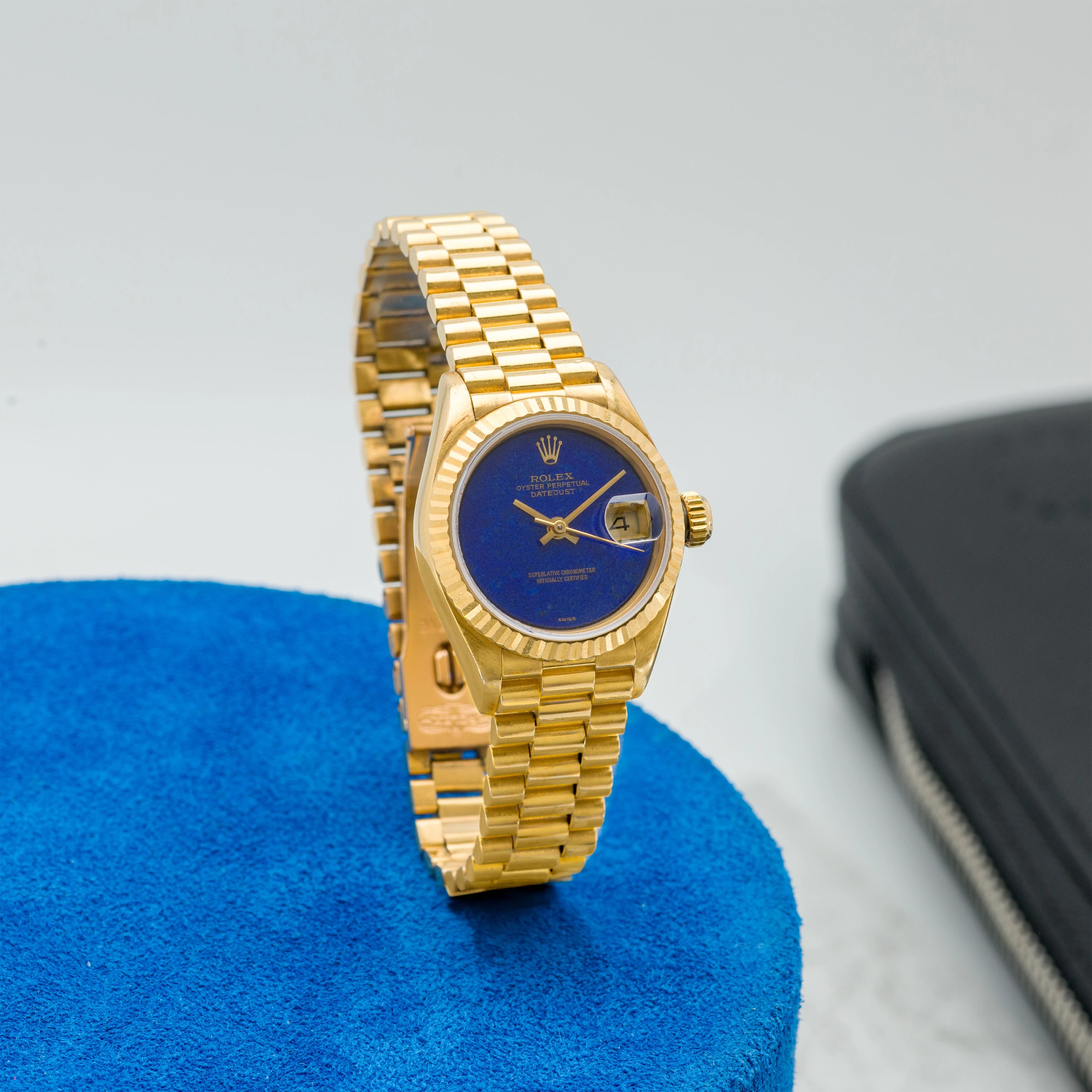 1987 Rolex Lady Datejust 18k YG Lapis Dial Ref. 69178 (Full Set)