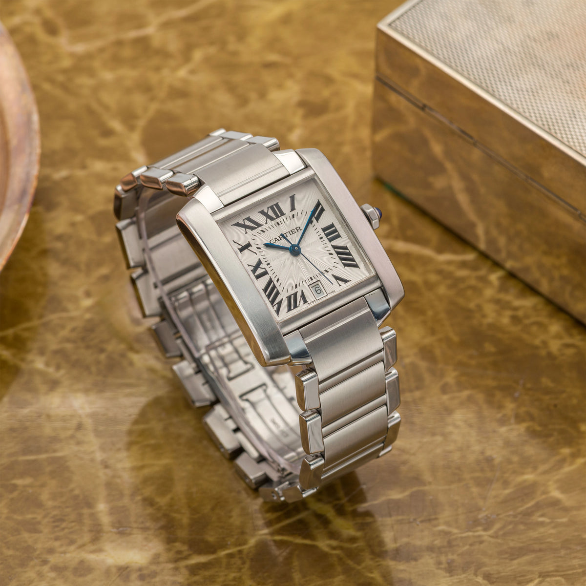 2000 Cartier Tank Francaise Large White Roman Dial Ref. 2302 (Box & Papers)