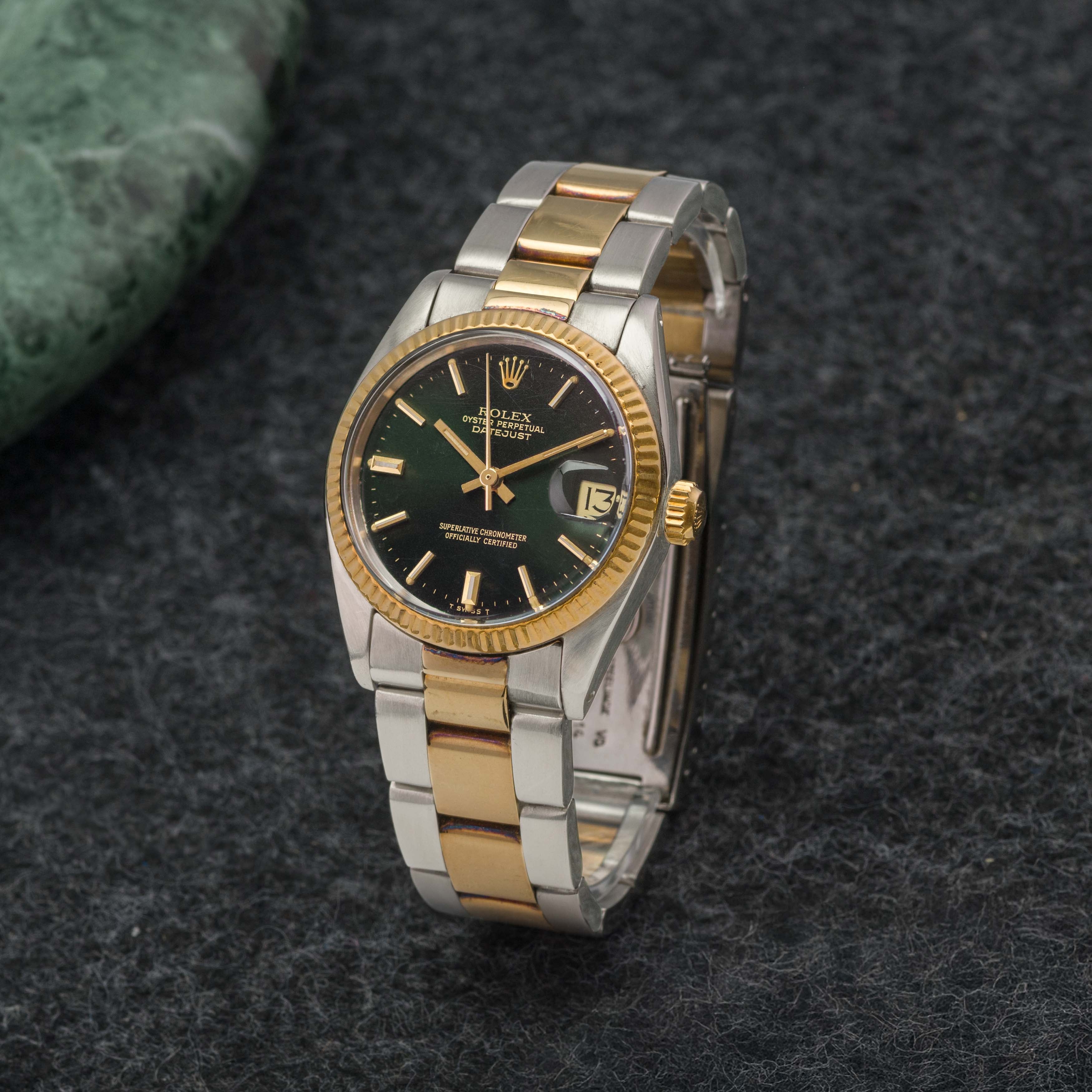 1978 Rolex Datejust St/G Sunburst Green Dial Ref. 6824