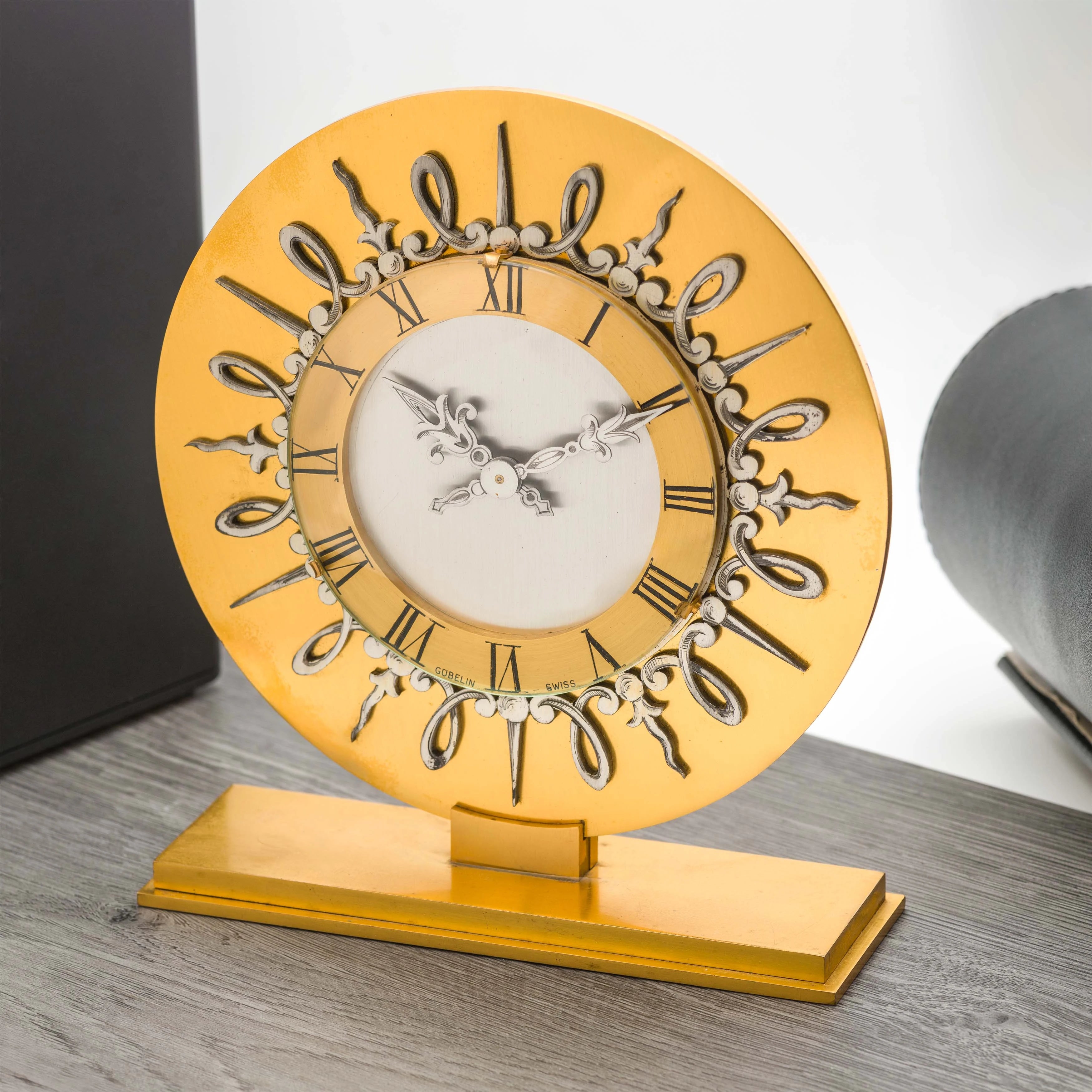 Gubelin Swiss Brass Round Table Clock