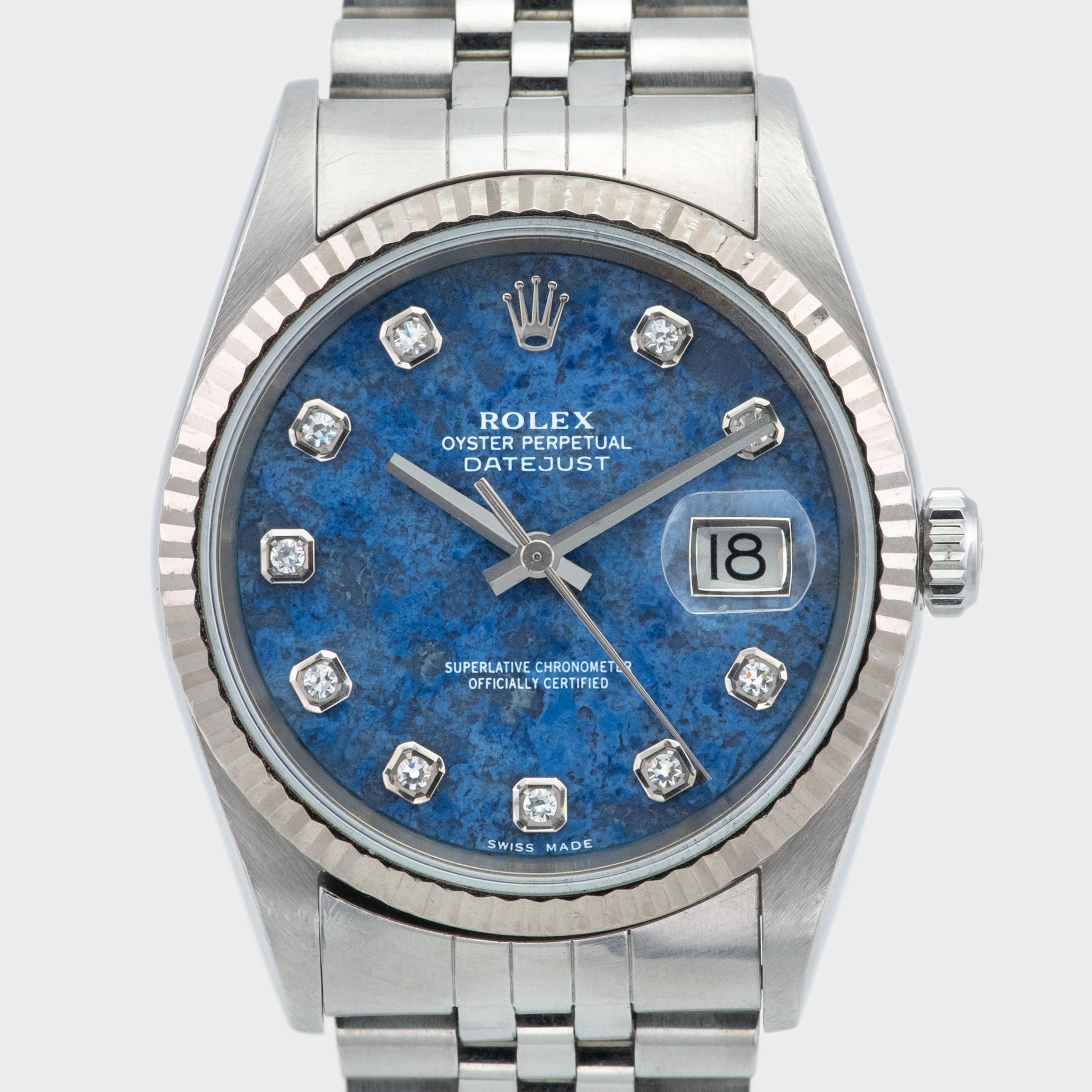 2000 Rolex Datejust Sodalite Diamond Dial St/WG Ref. 16234 (with Papers)
