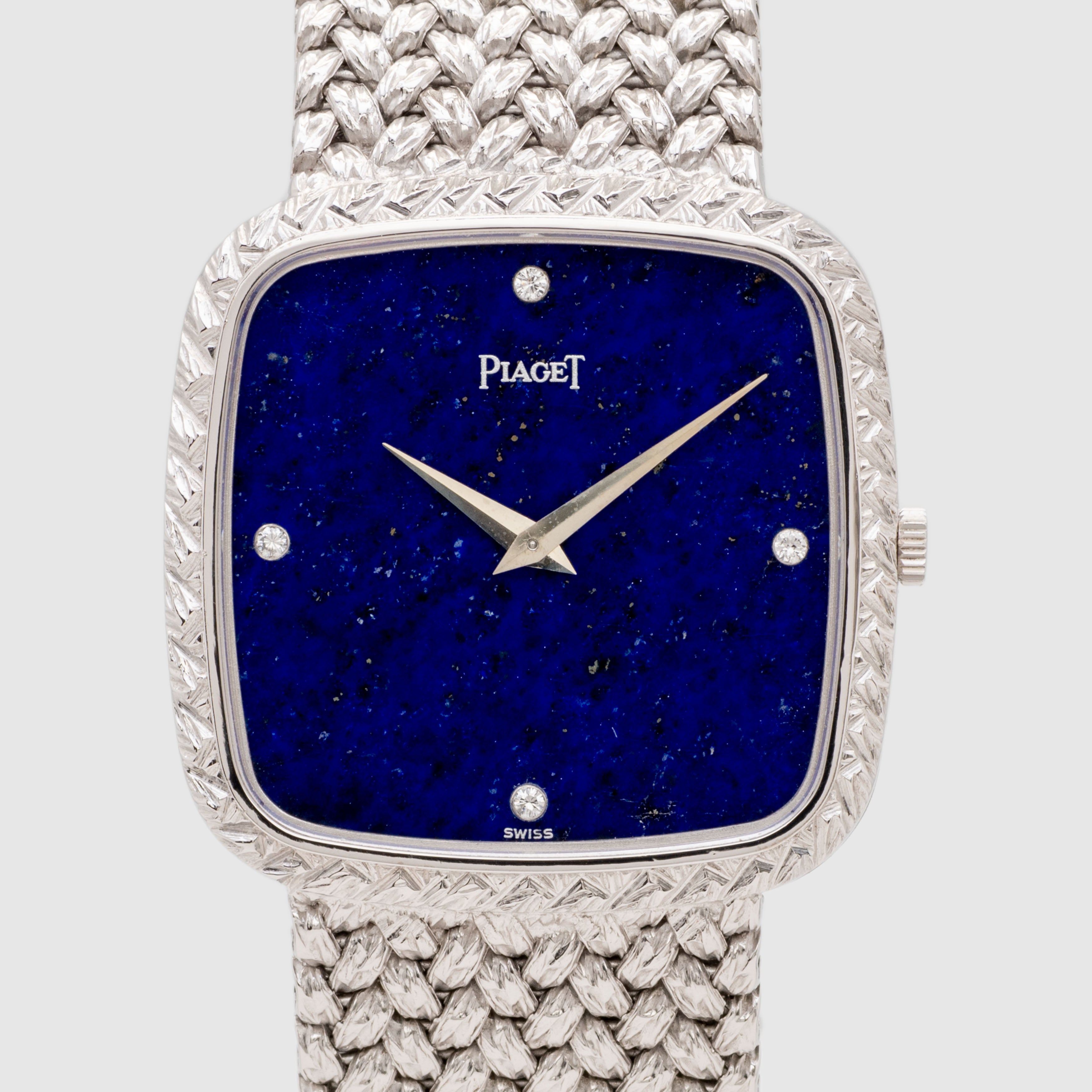 1970's Piaget White Gold Lapis Diamond Dial Ref. 9771 D2