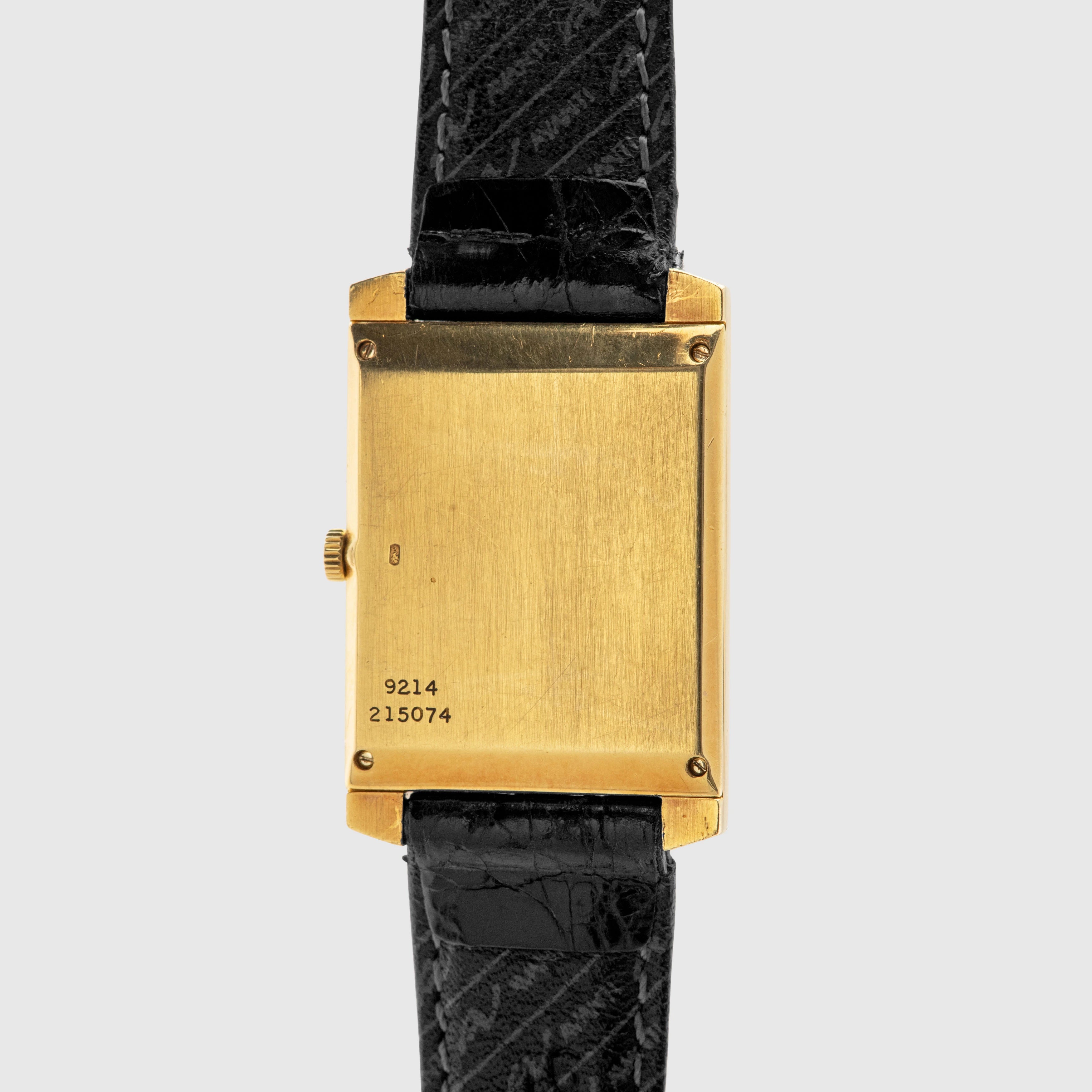 1970's Piaget Tank Yellow Gold Clous de Paris Lapis Dial Ref. 9214