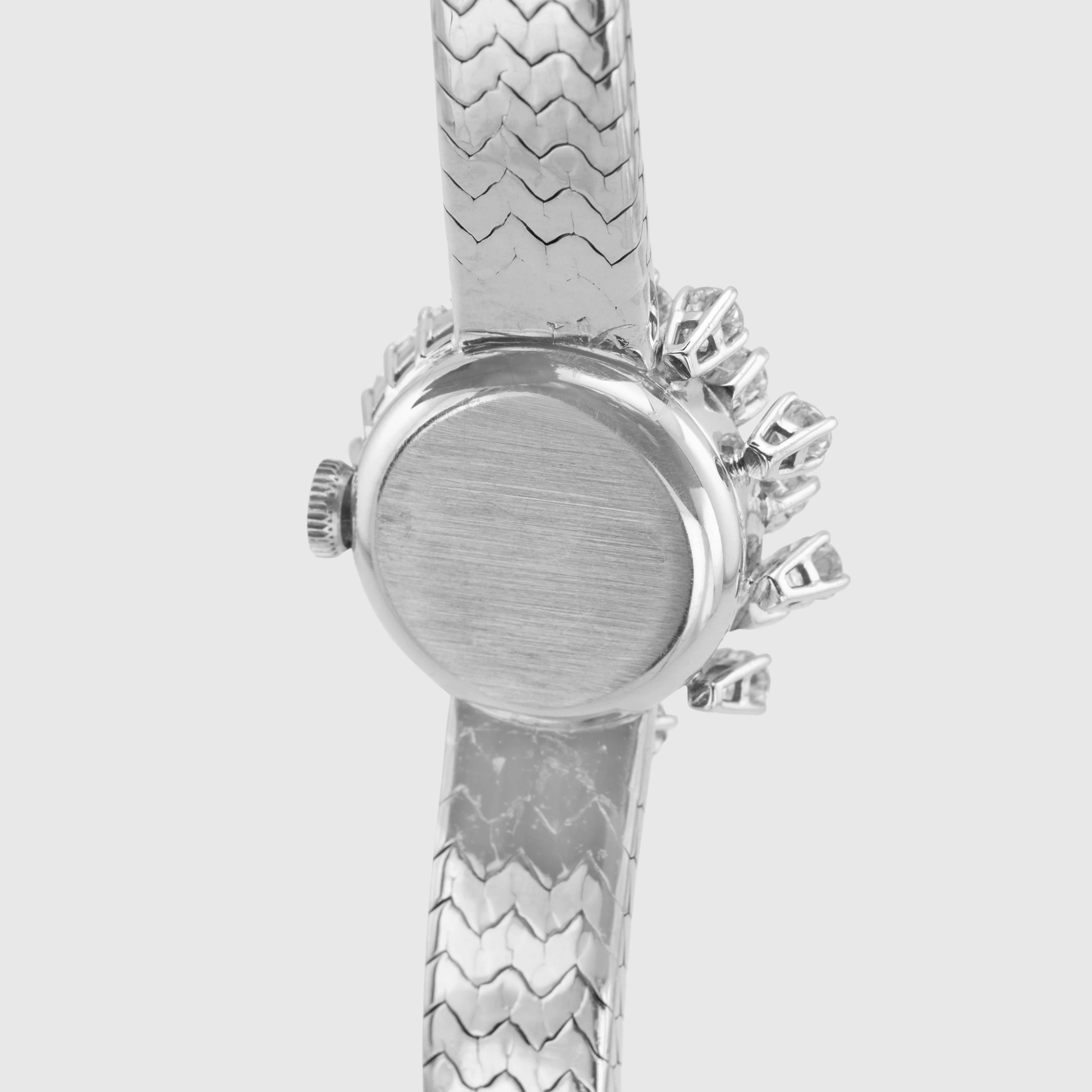 1960's Rolex Precision 18K White Gold Silver Dial Diamonds & Baguettes