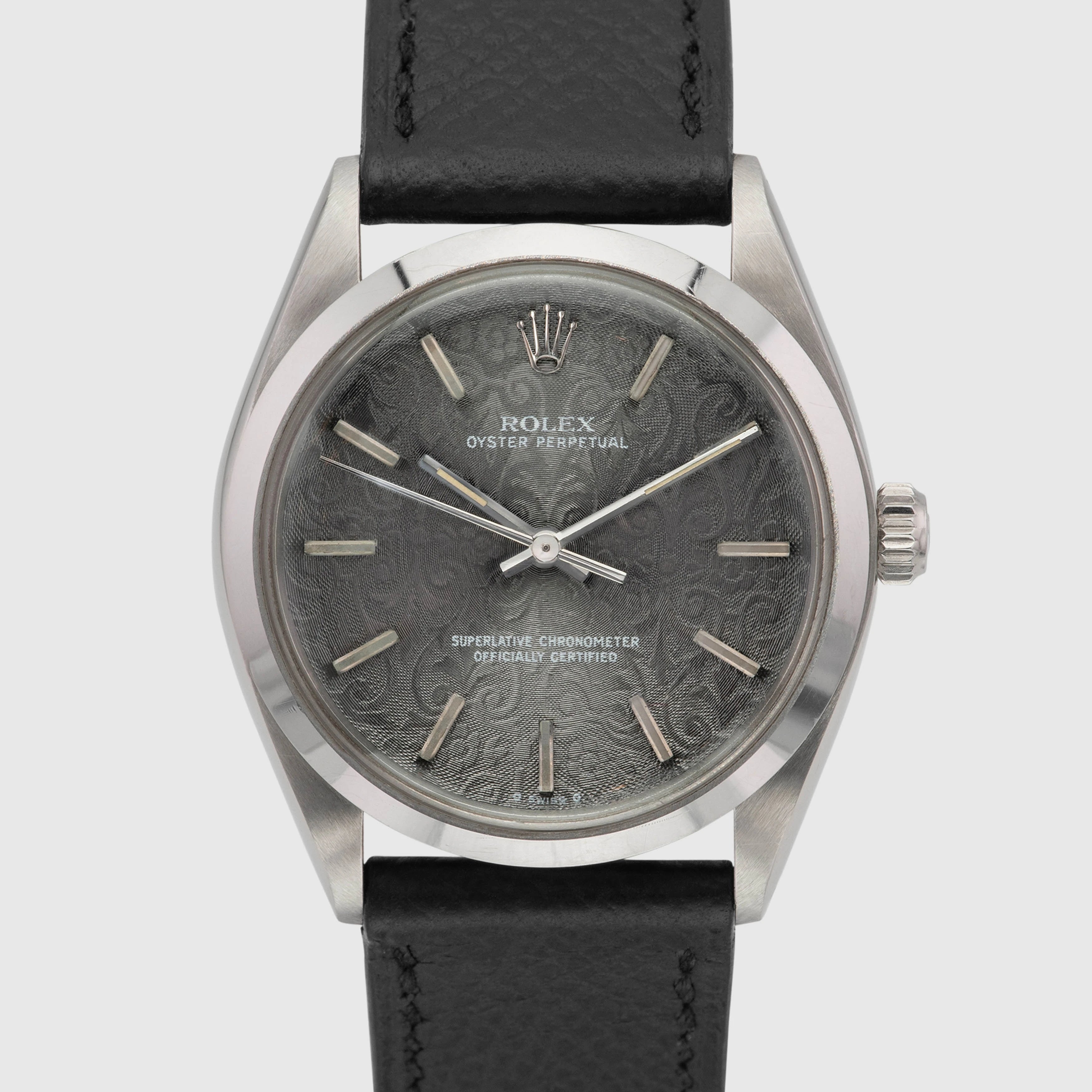 1981 Rolex Oyster Perpetual Rose Engine Guilloche Grey Dial Ref. 1002