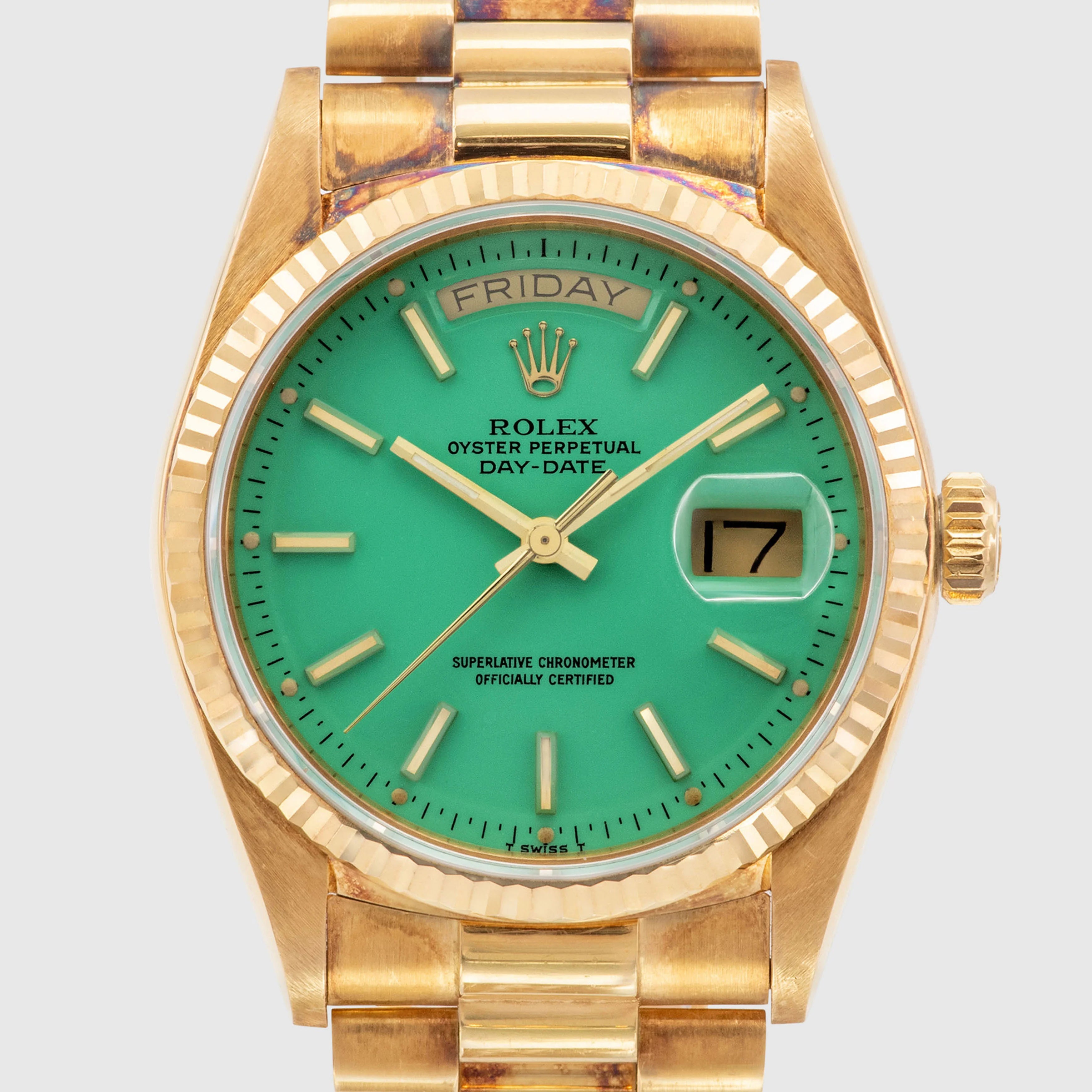 1986 Rolex Day Date Seafoam Stella dial 'Mint' Ref. 18038