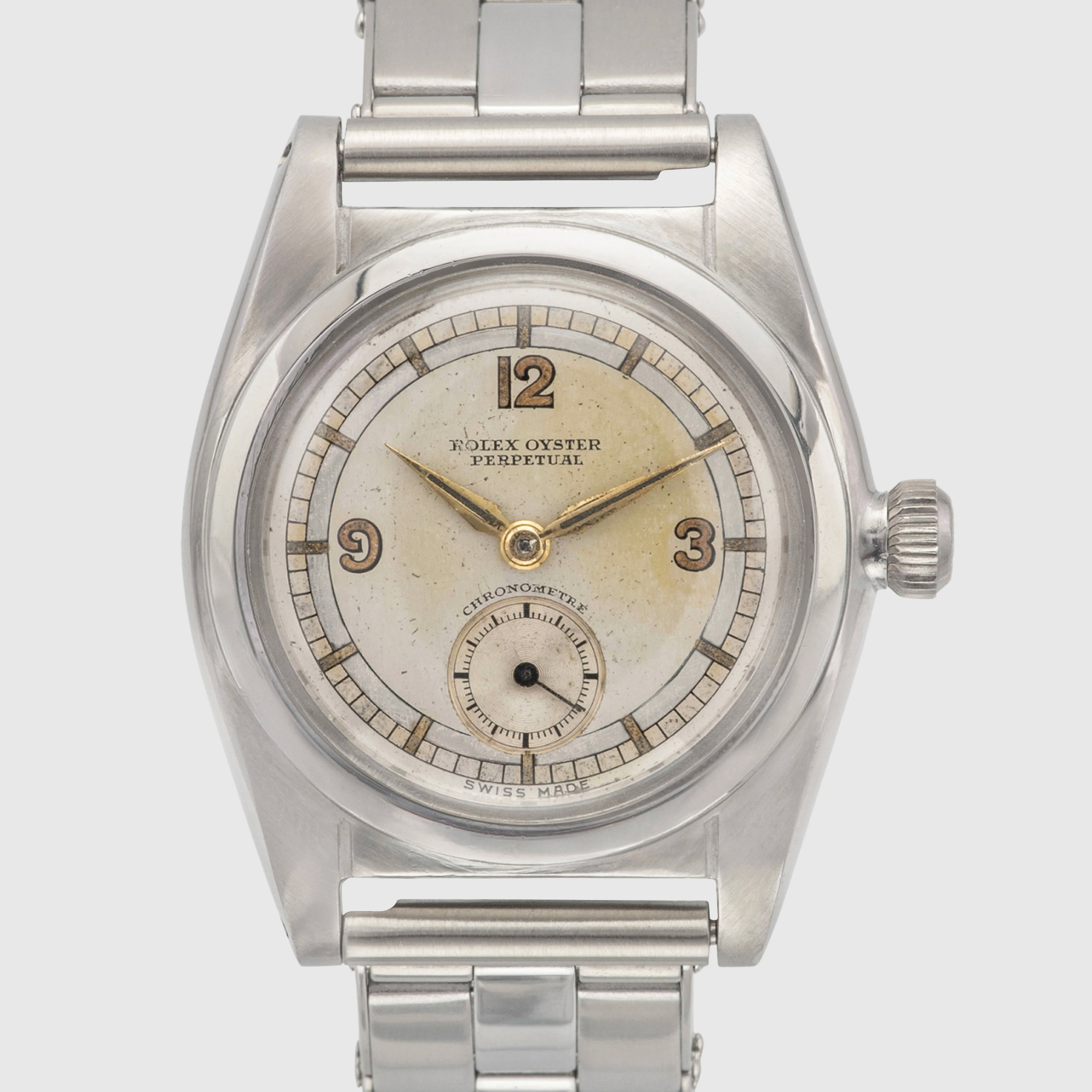 1940 Rolex Bubbleback Stainless Steel Scientific Dial Ref. 2764