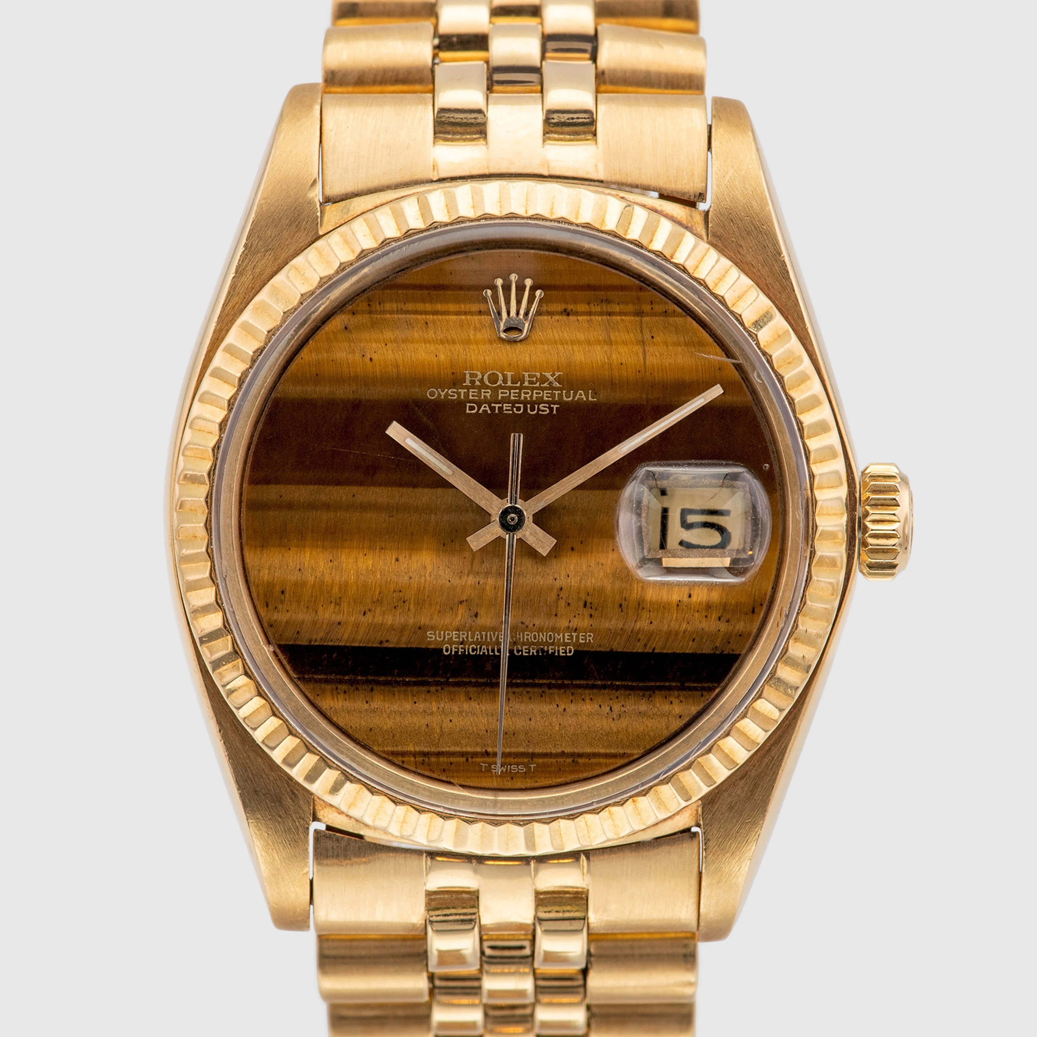 1974 Rolex Datejust 18K Yellow Gold Tiger Eye Dial Ref. 1601